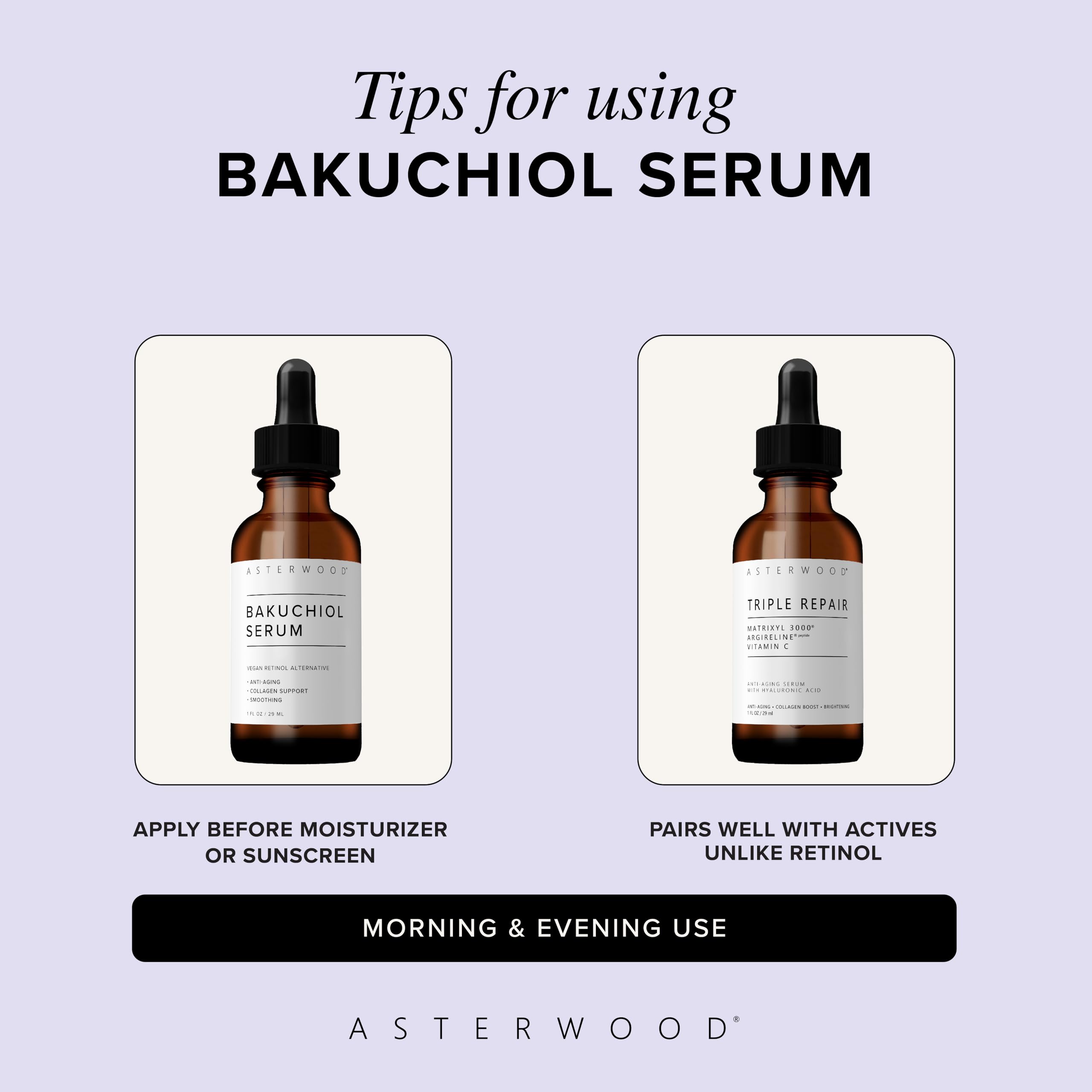 Serum Bakuchiol de Asterwood sin fragancia, apto para piel sensible.