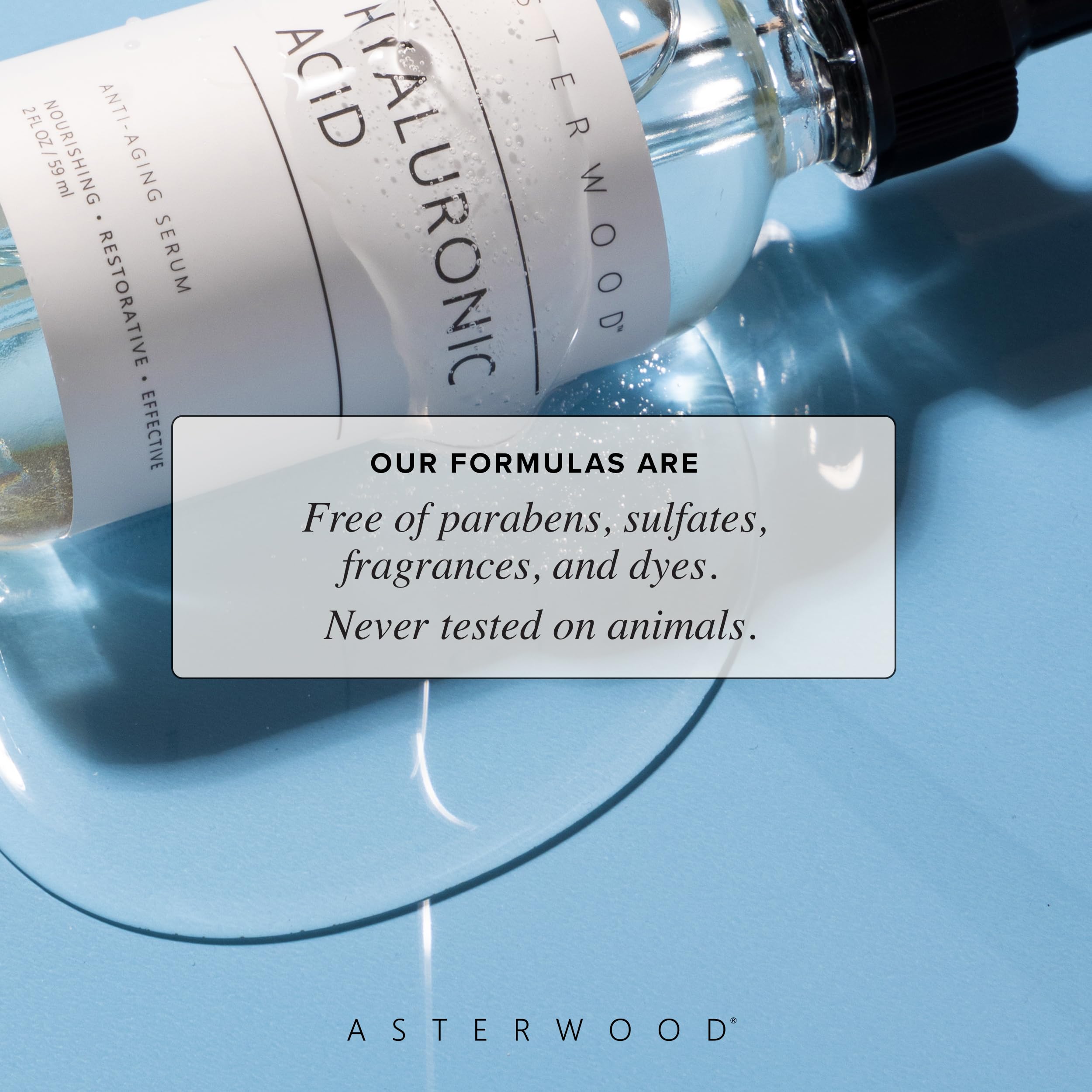Asterwood suero ingredientes veganos: apto para piel sensible y libre de crueldad.