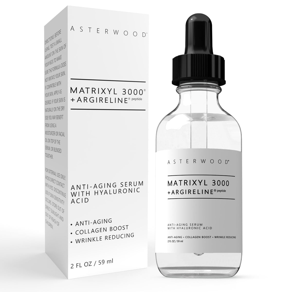 Asterwood Matrixyl 3000, frasco para hidratación profunda.