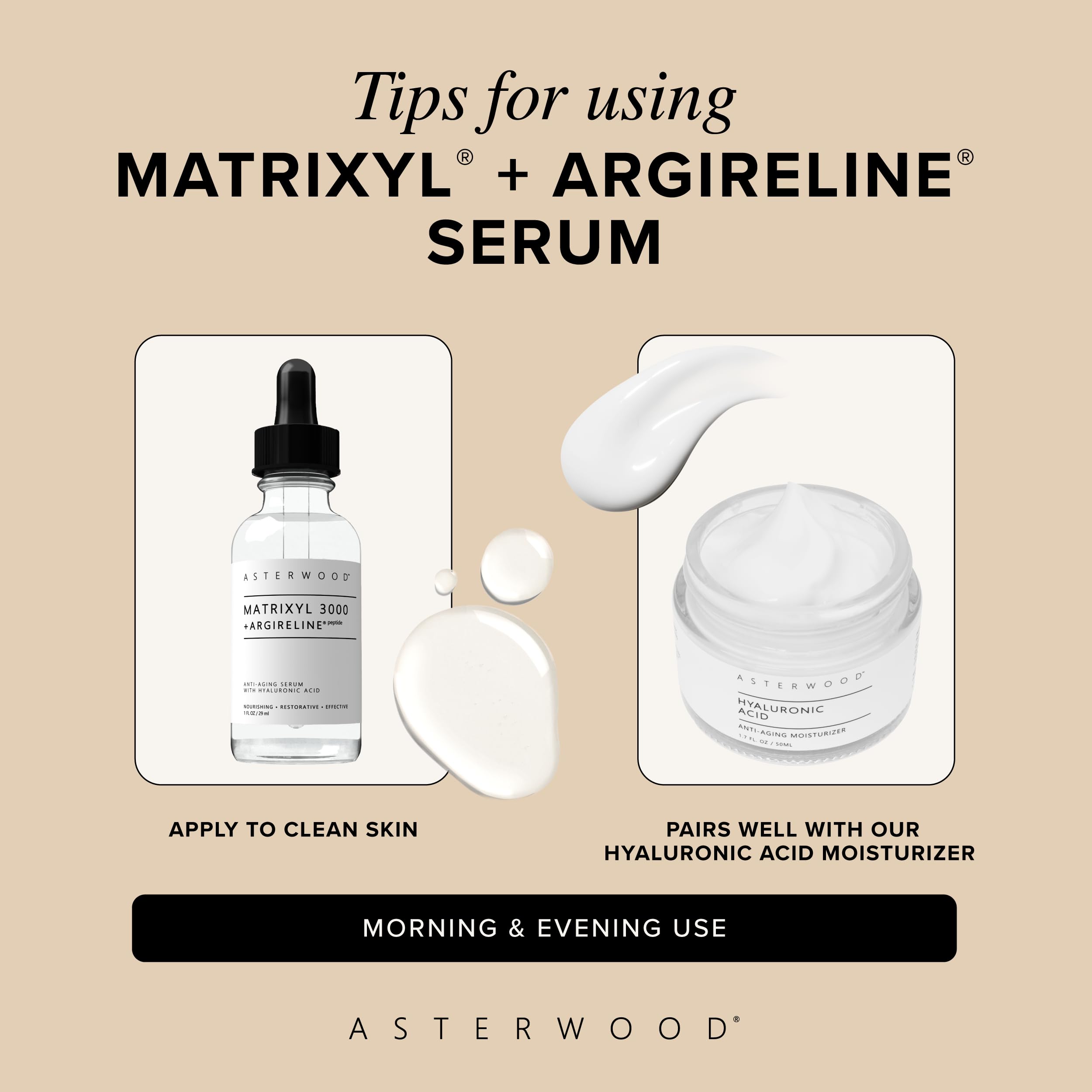 Asterwood Matrixyl 3000 + Argireline: conjunto de péptidos para renovación suave.
