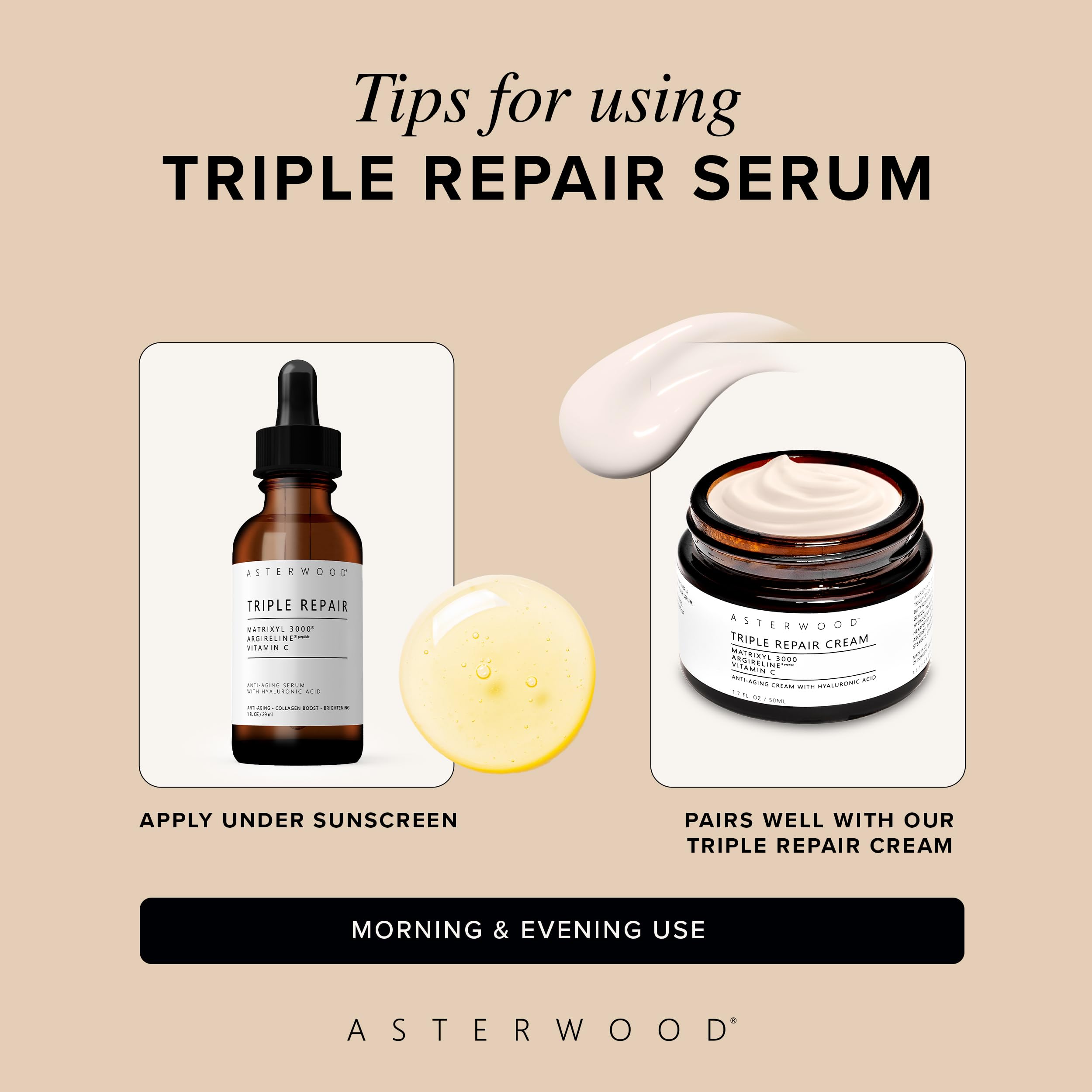 Textura cremosa del serum, sensación ligera y agradable