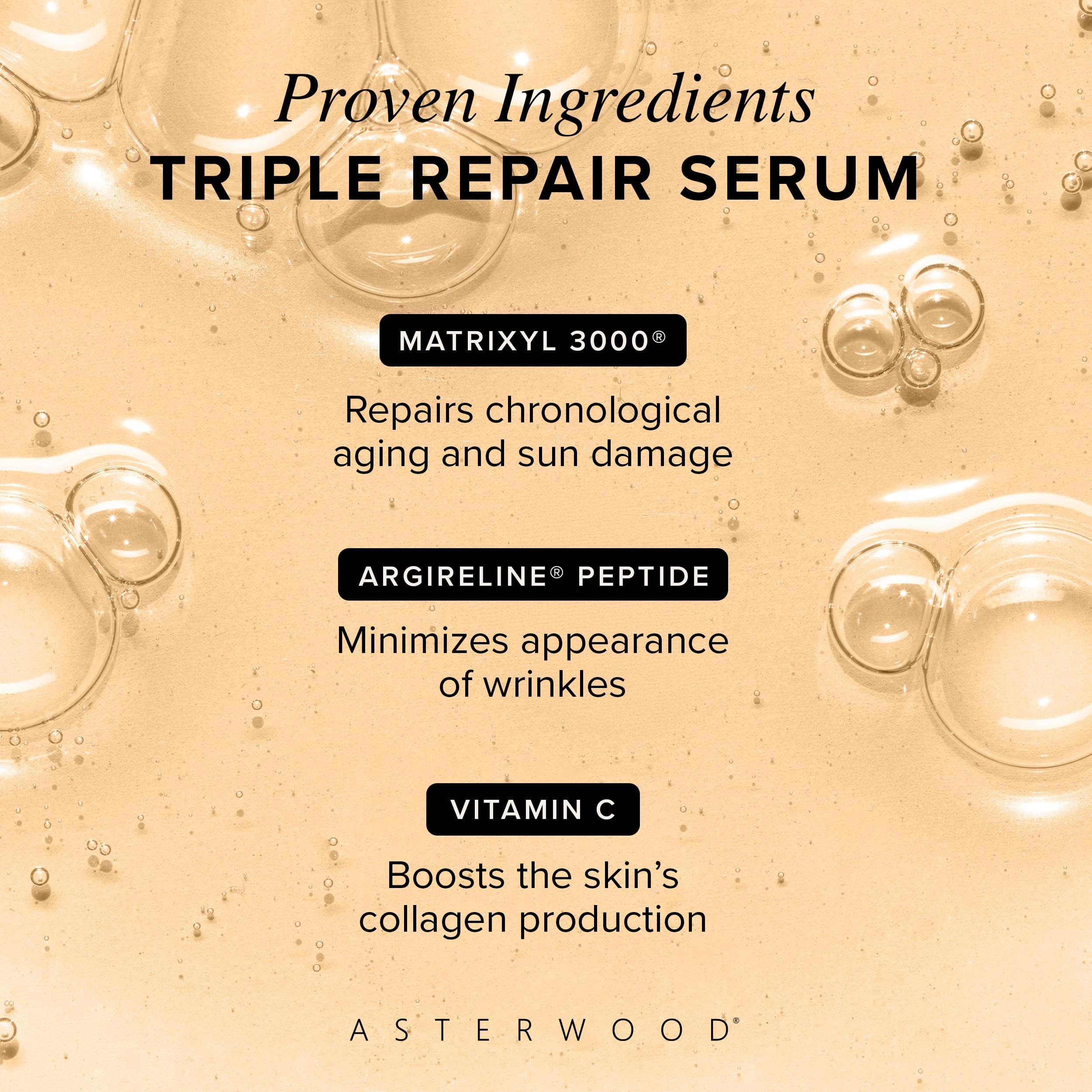 Asterwood Serum Triple Repair con ácido hialurónico, hidratación profunda