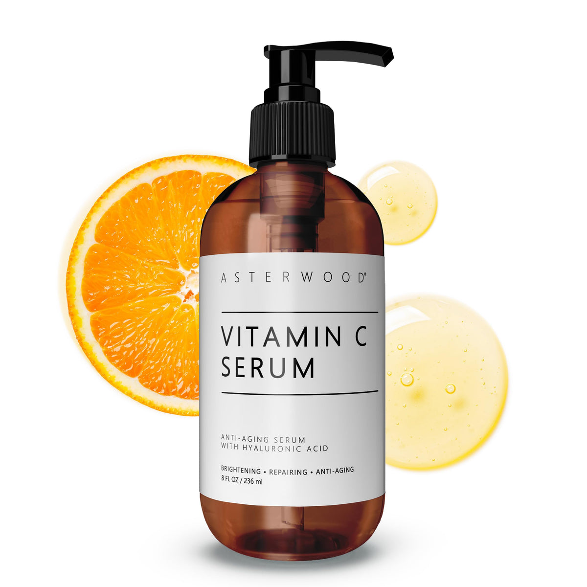 Sérum Asterwood vitamine C : flacon ambré et hydratation durable