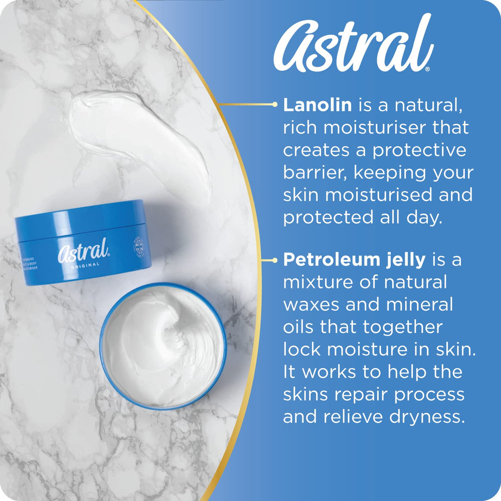 Astral Original textura cremosa, aplicación suave y rápida absorción.