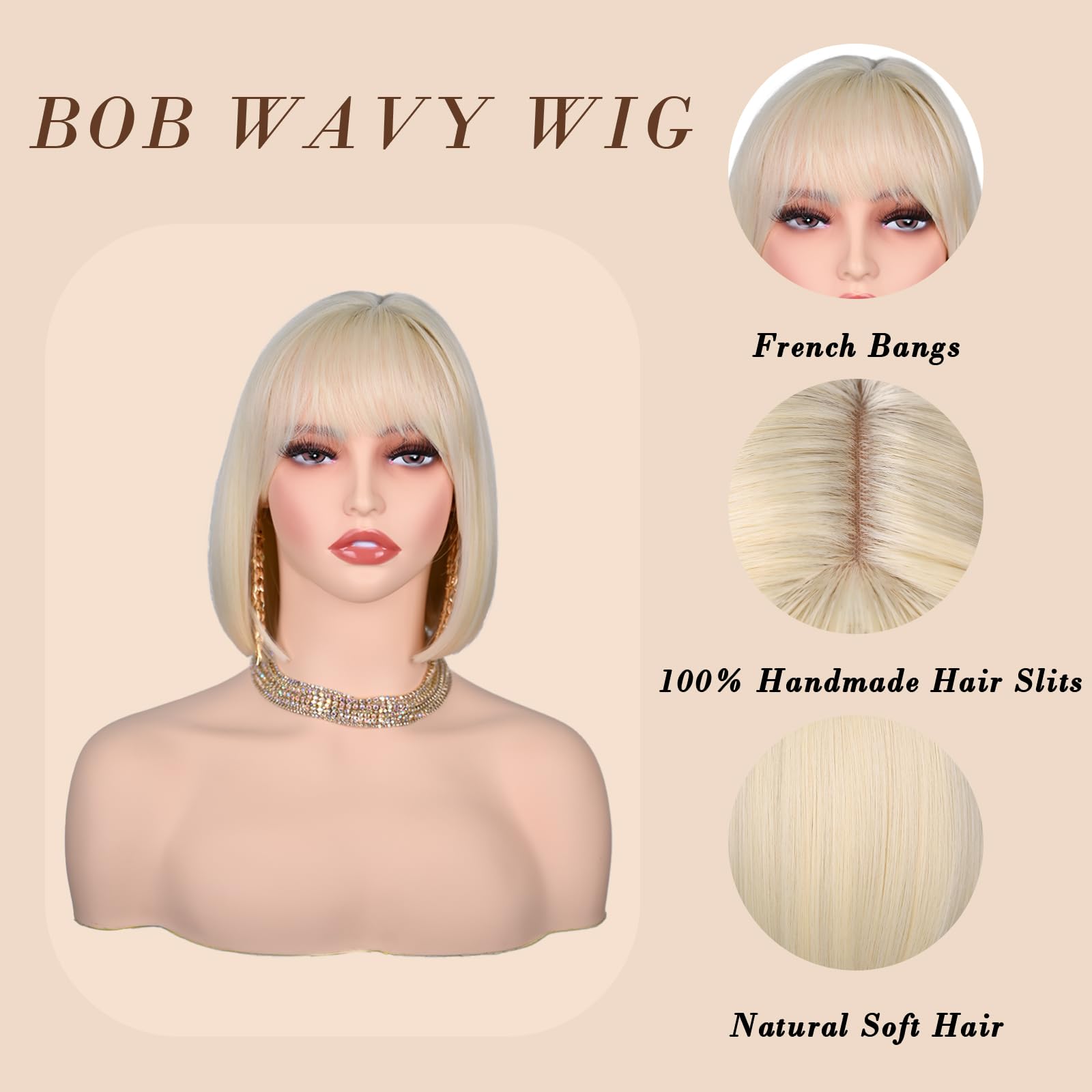 ATAYEA peluca bob recta rubia de 12pulgadas, estilo versátil para cosplay.
