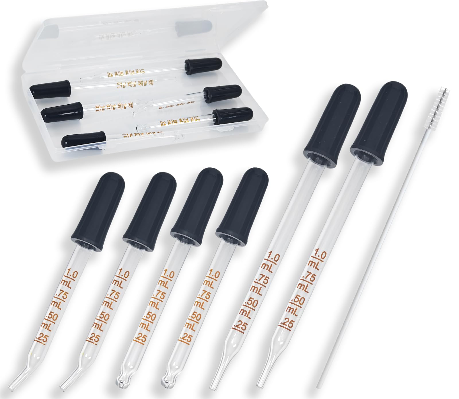 ATDCOEK pipetas de vidrio 1 mililitro con puntas curvas y rectas para transferencia precisa