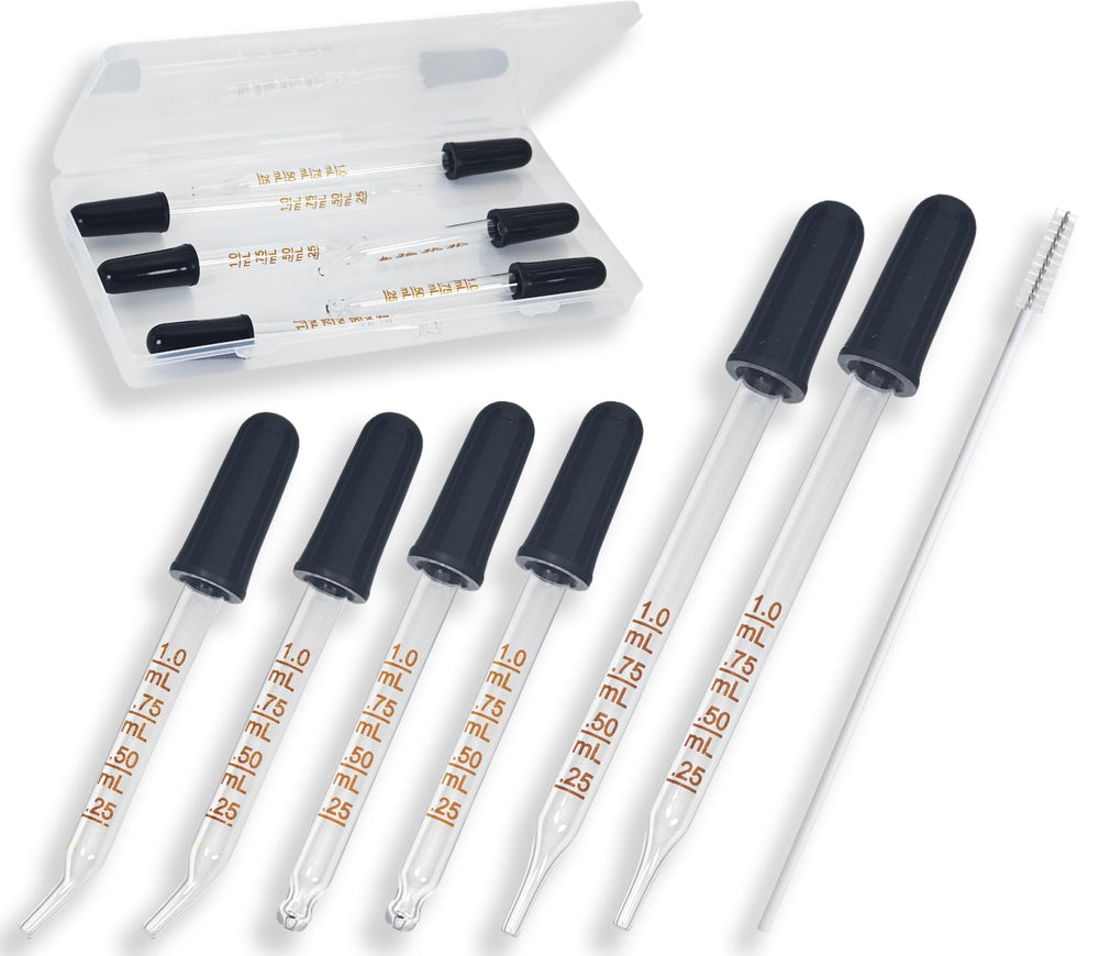 ATDCOEK pipetas de vidrio 1 mililitro con puntas curvas y rectas para transferencia precisa