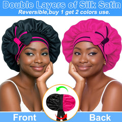 Atgdluk bonete de seda doble capa, interior suave que protege el cabello