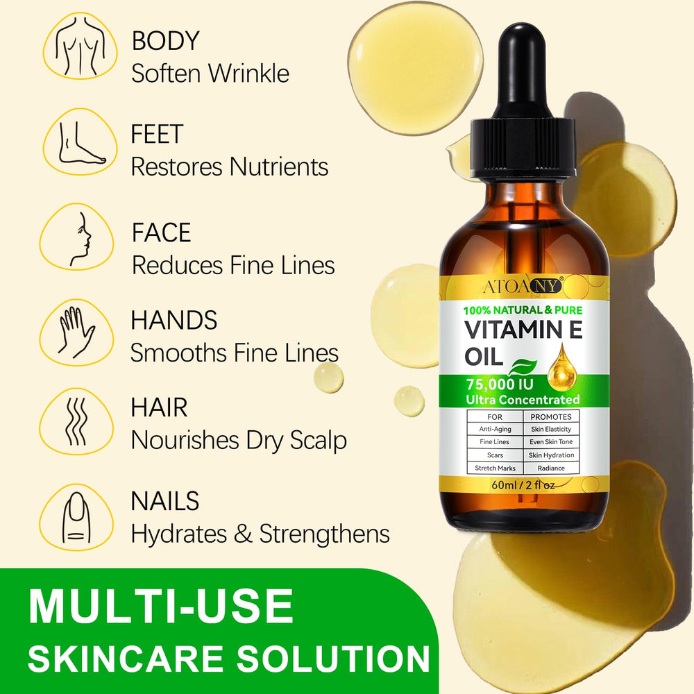 ATOANY Aceite Vitamina E 75,000 UI almacenamiento en lugar fresco y seco