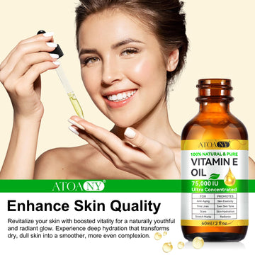 ATOANY Aceite Vitamina E 75,000 UI mezcla con cremas para mayor hidratación