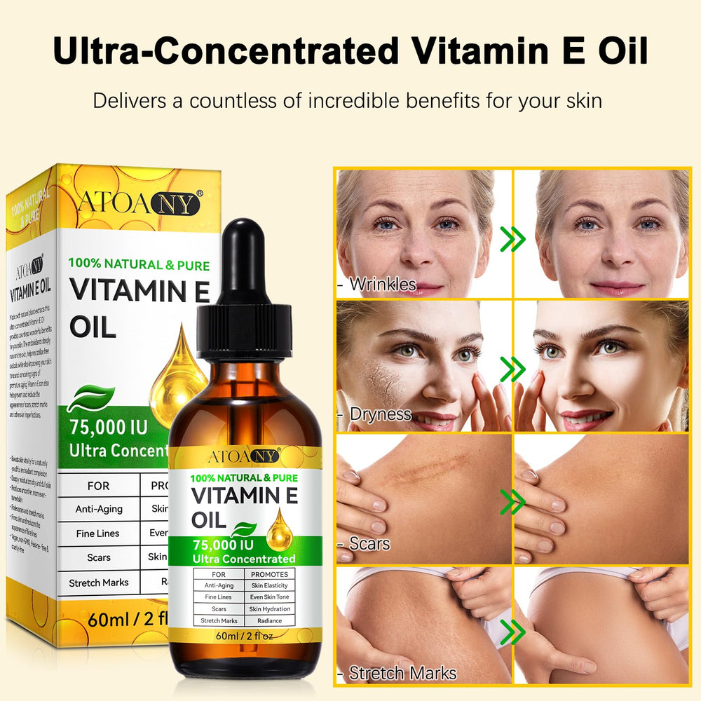 ATOANY Aceite Vitamina E 75,000 UI puntas del cabello con hidratación