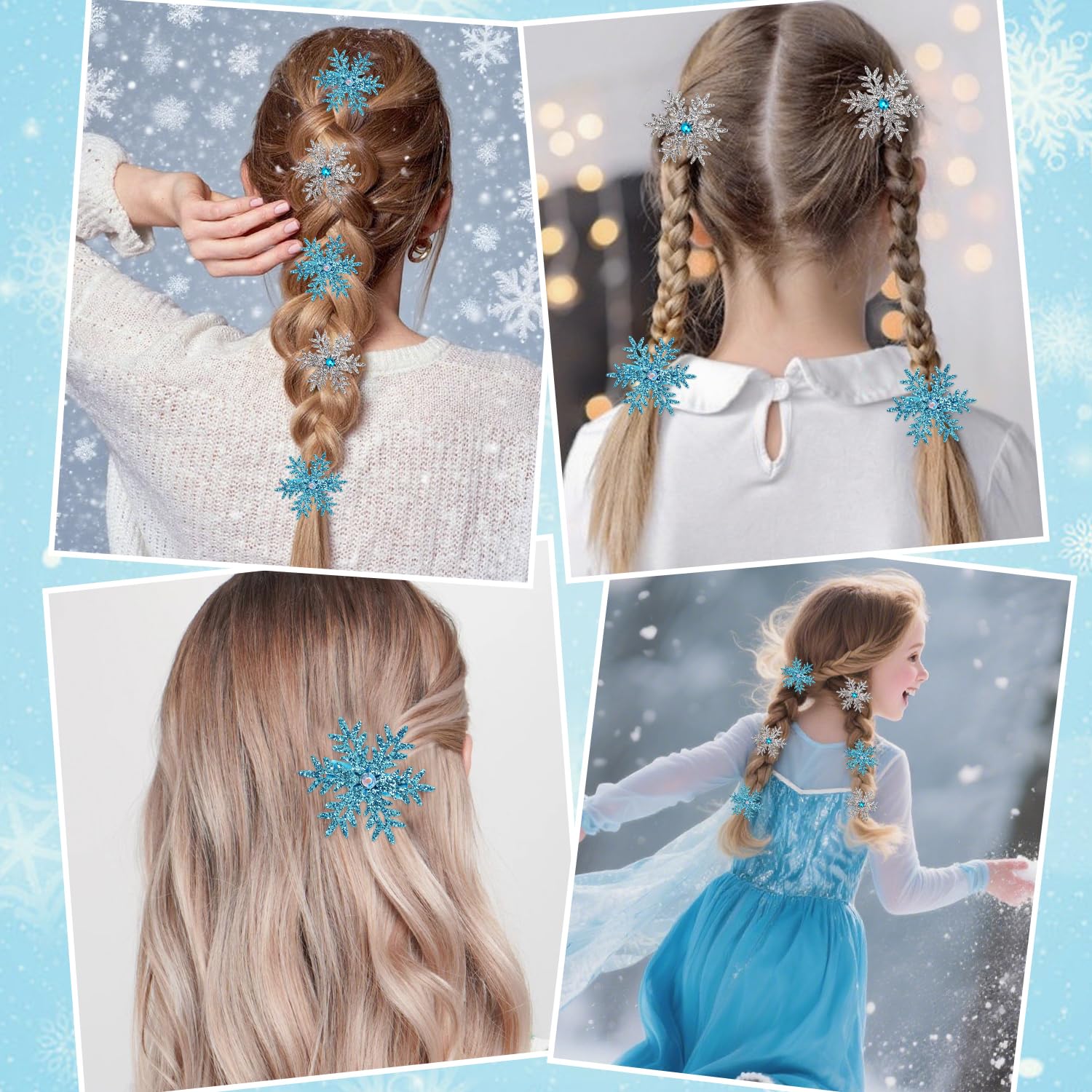 Atoden accesorio pelo Navidad brillos copo-nieve, realza peinado de temporada.