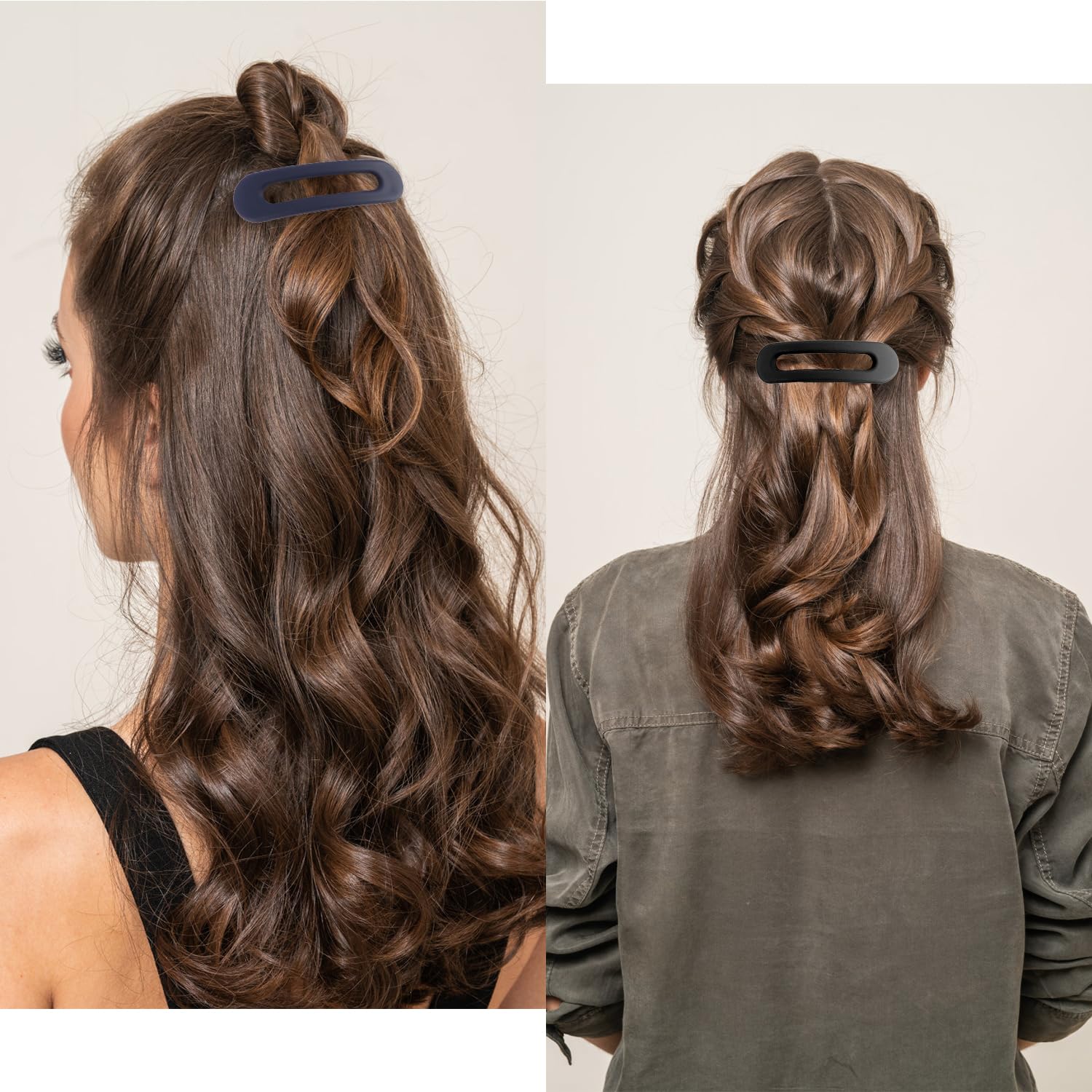 Barrette plana Atoden color marrón, ligero y apta para uso diario.
