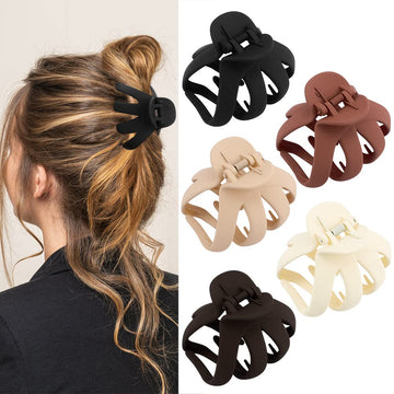 Pinzas Pulpo Atoden grandes y mates para cabello grueso con agarre seguro.