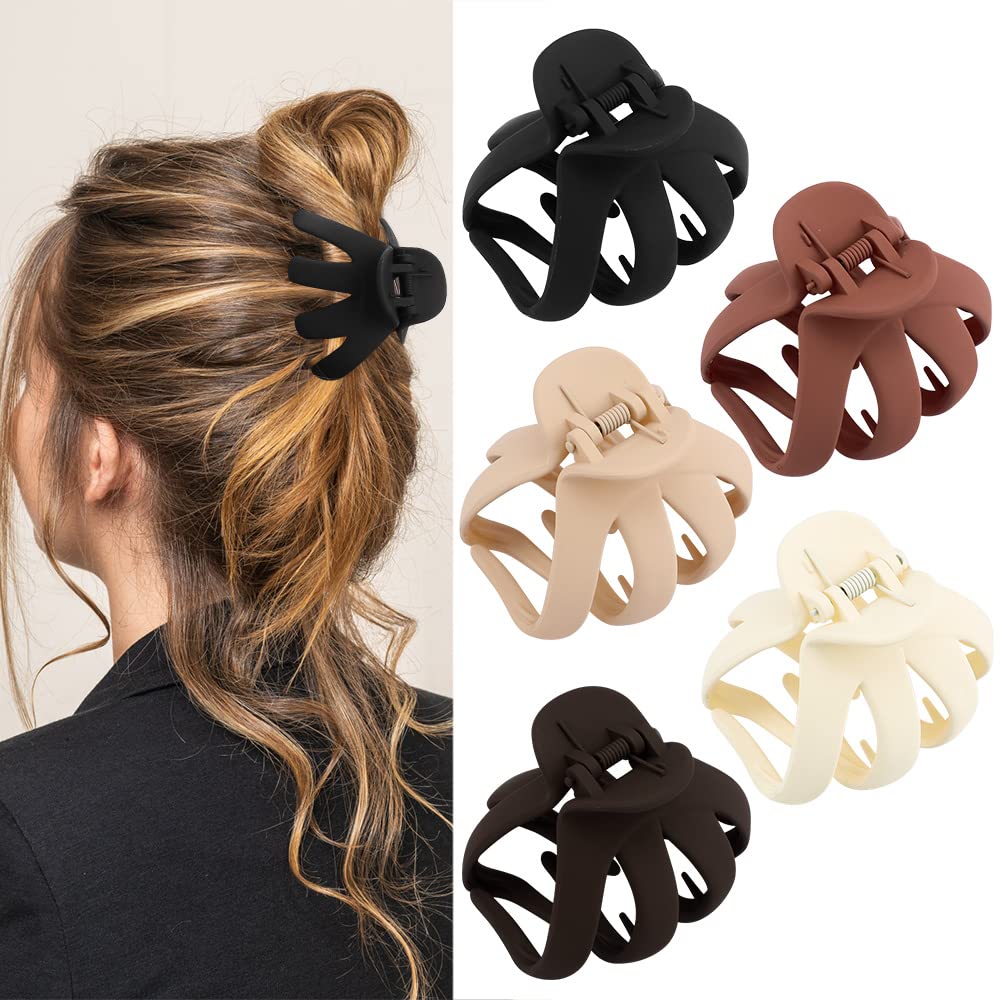 Pinzas Pulpo Atoden grandes y mates para cabello grueso con agarre seguro.