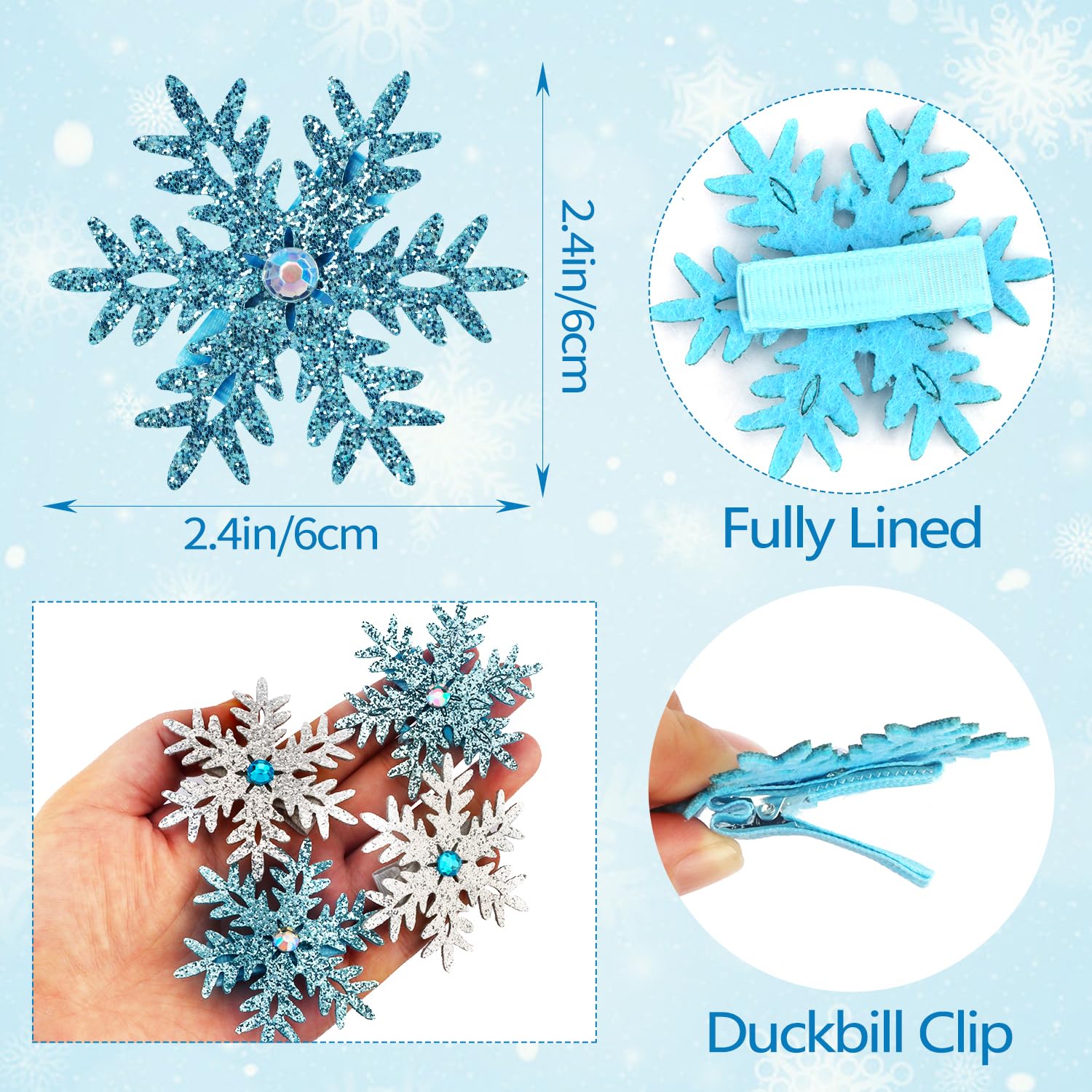 Atoden prendedor de pelo fiesta princesa copo-nieve, acabado reluciente.