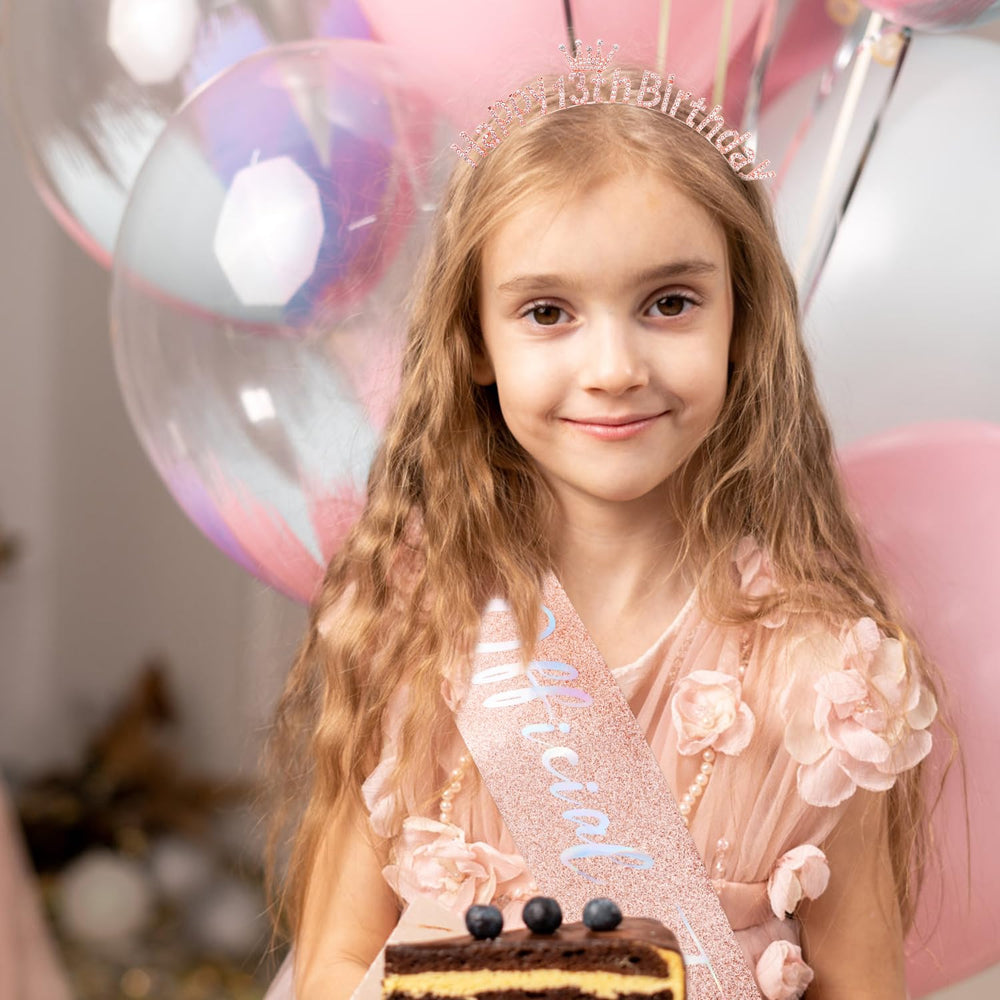 Tiara Atoden 13 años oro rosado brillos para sesiones