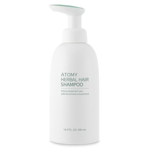 ATOMY champú de hierbas 500 ml, primer plano de ingredientes naturales para el cabello