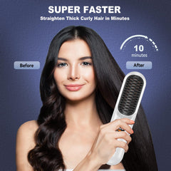 Ion negativo de Atopskins suaviza el cabello durante el peinado.