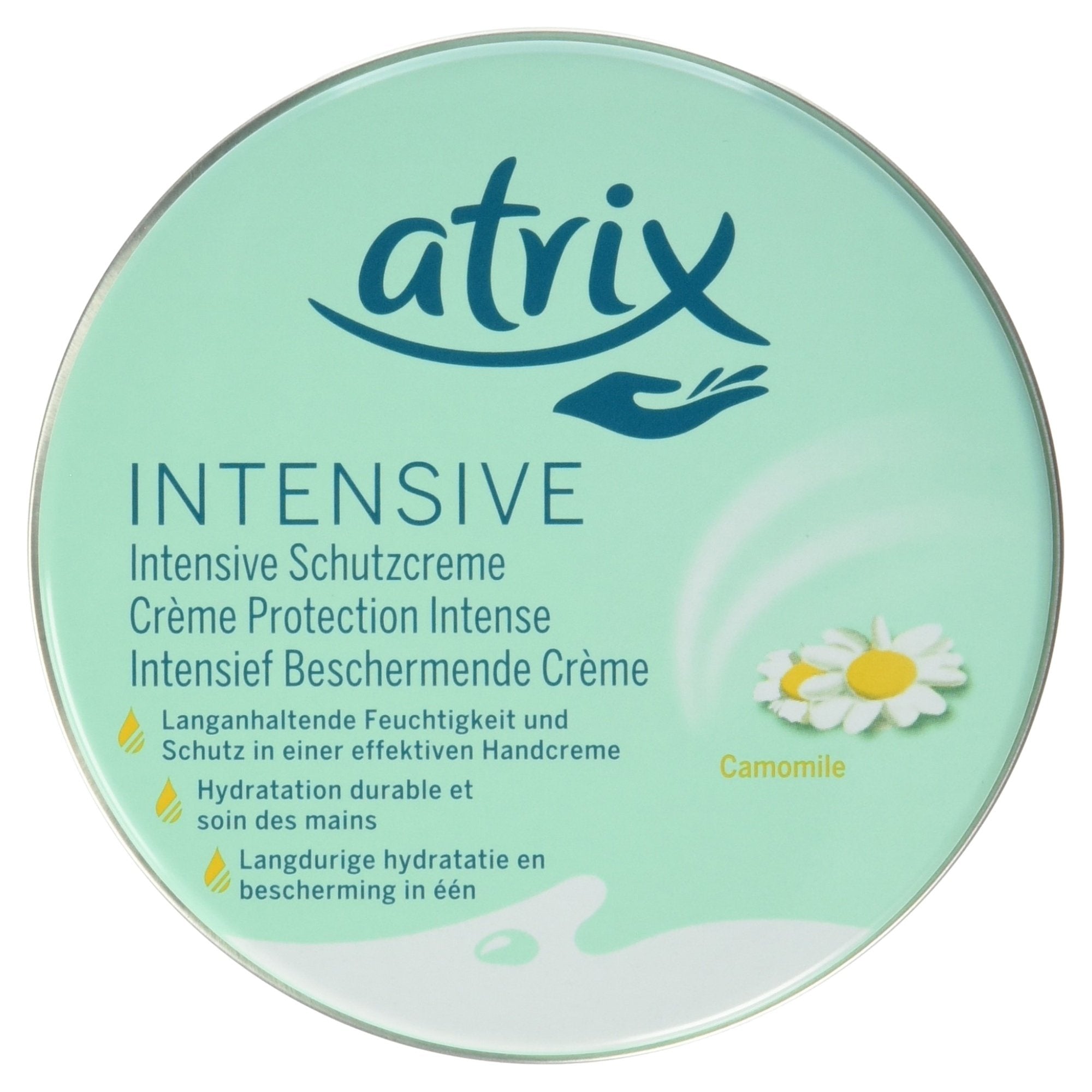Atrix crema de manos Camomila 150 ml, envase visible, hidratación suave para piel seca.