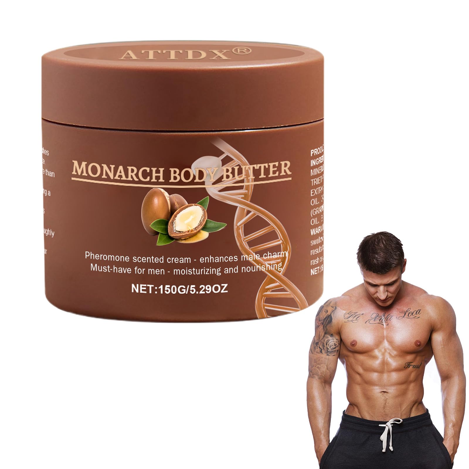 ATTDX crema corporal perfumada con feromonas para hombres, aroma envolvente y piel suave.