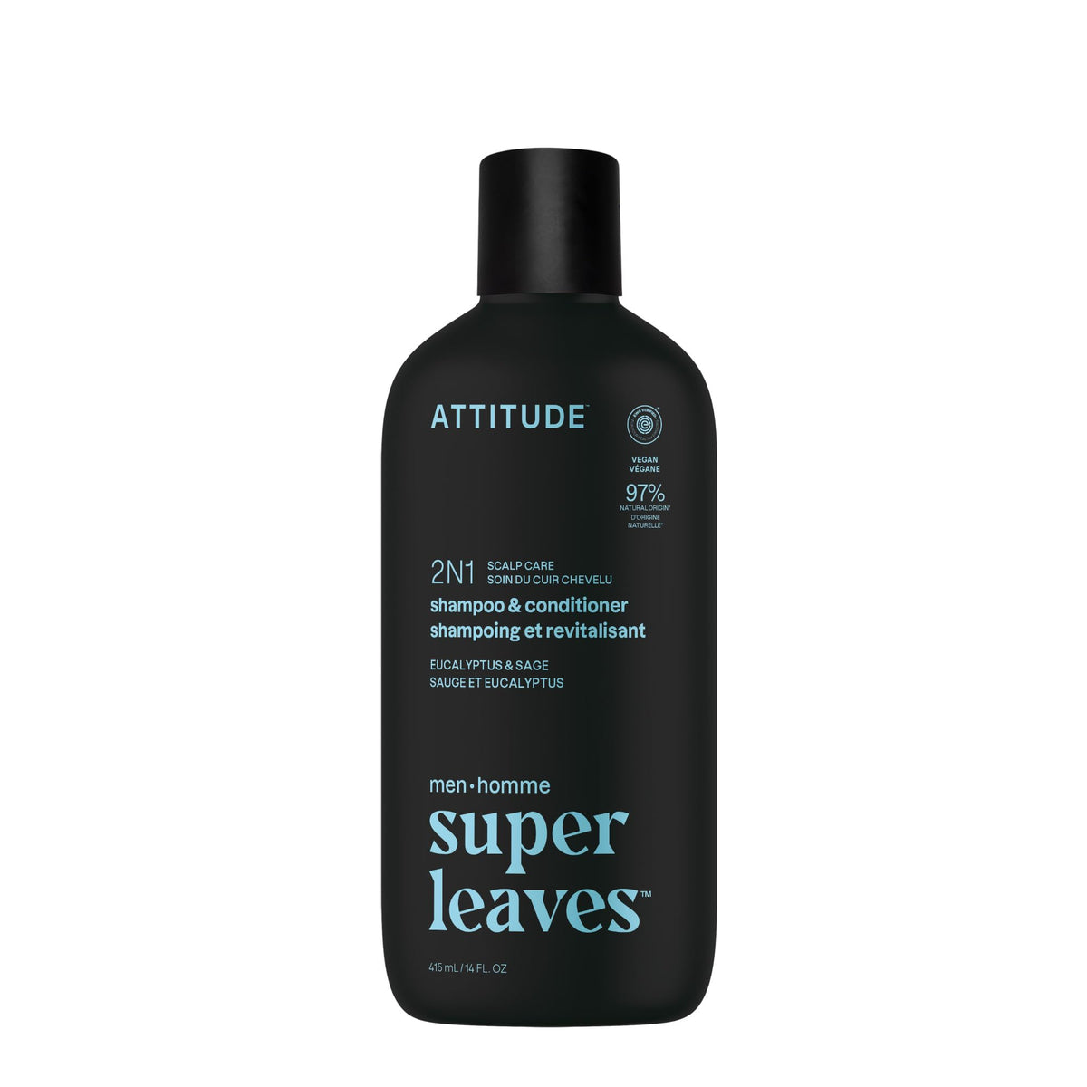 ATTITUDE 2-en-1 champú y acondicionador en frasco para cabello limpio y fresco.