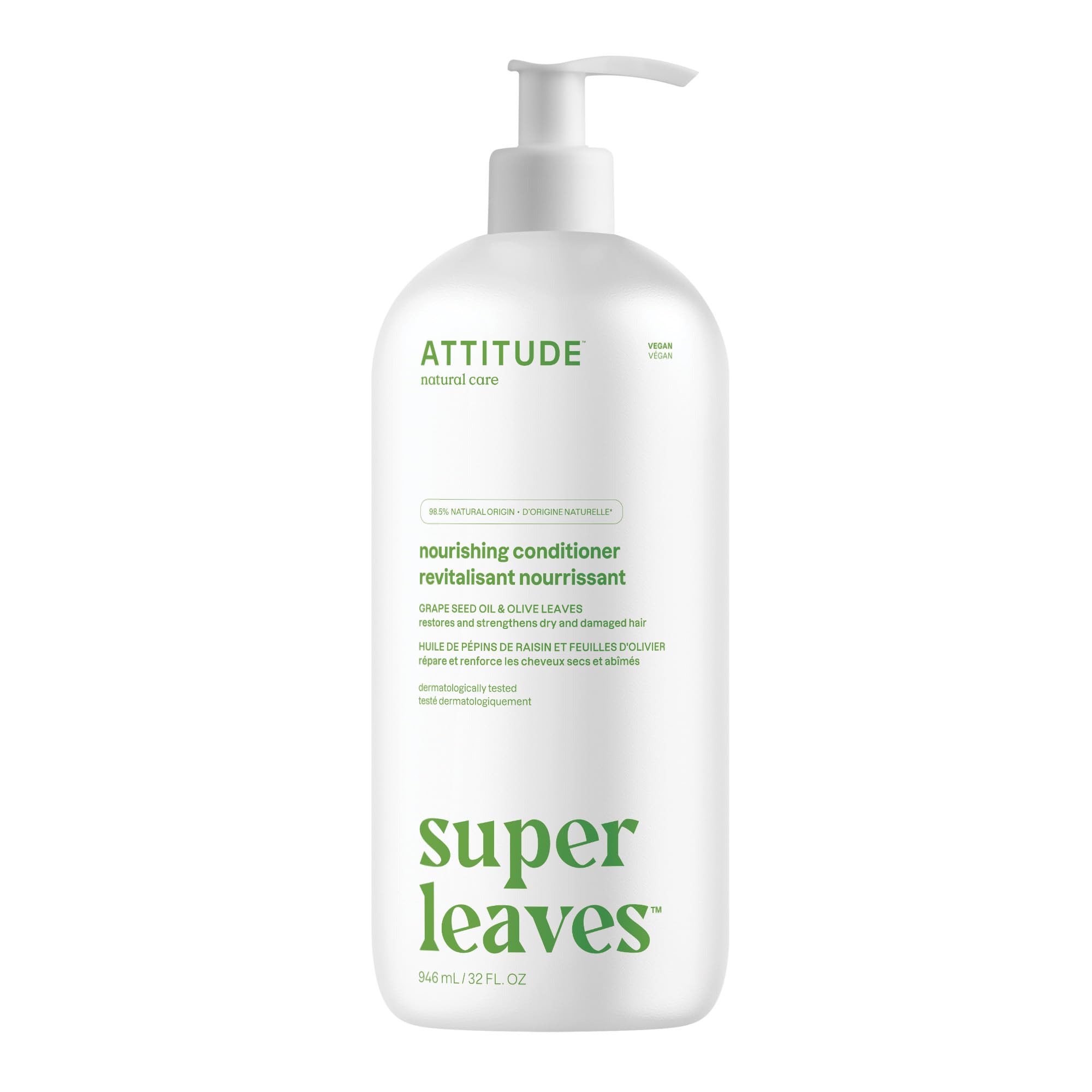 ATTITUDE acondicionador nutritivo para cabello, botella vertiendo: suaviza cabello seco