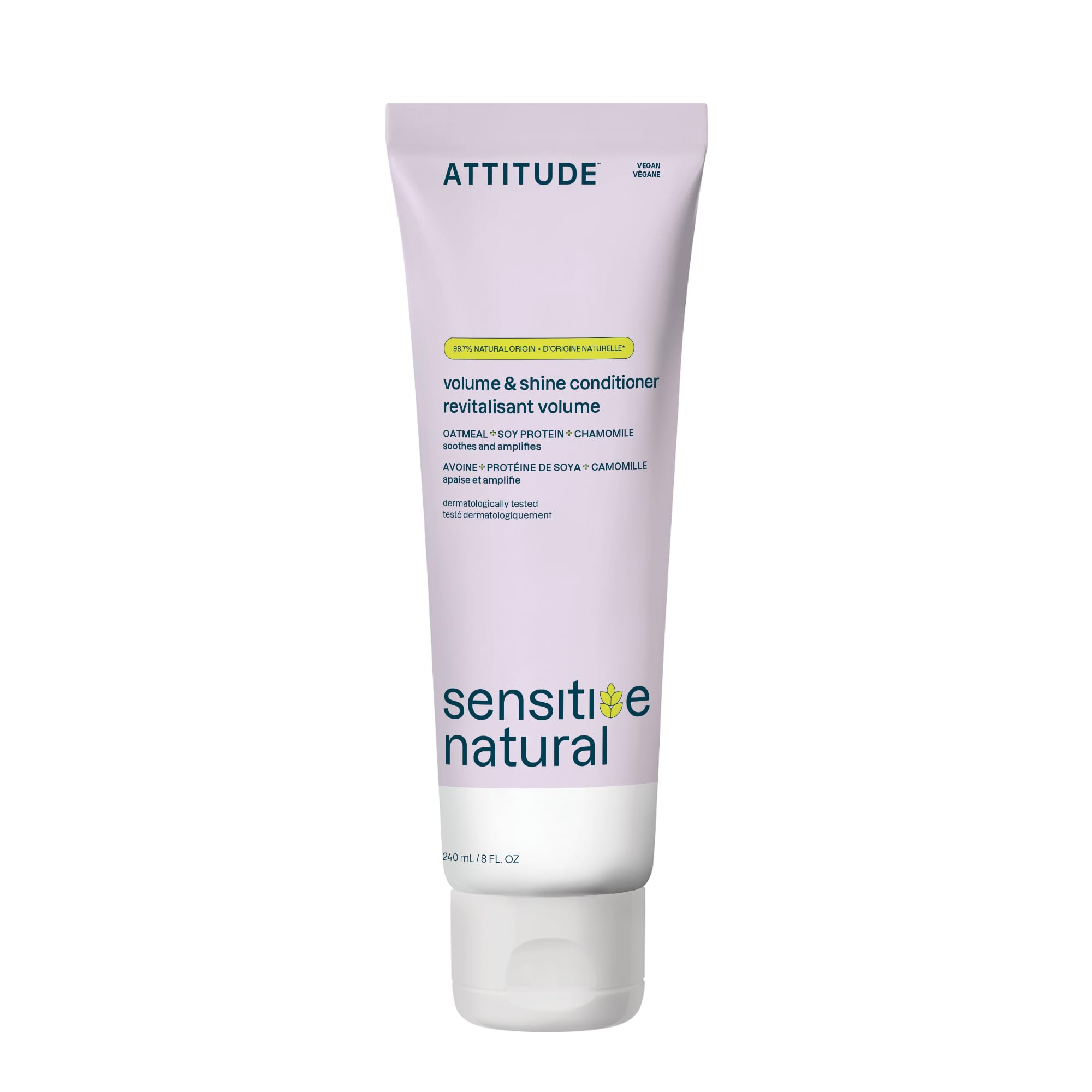 ATTITUDE acondicionador volumen y brillo para cabello fino suaviza y añade cuerpo.