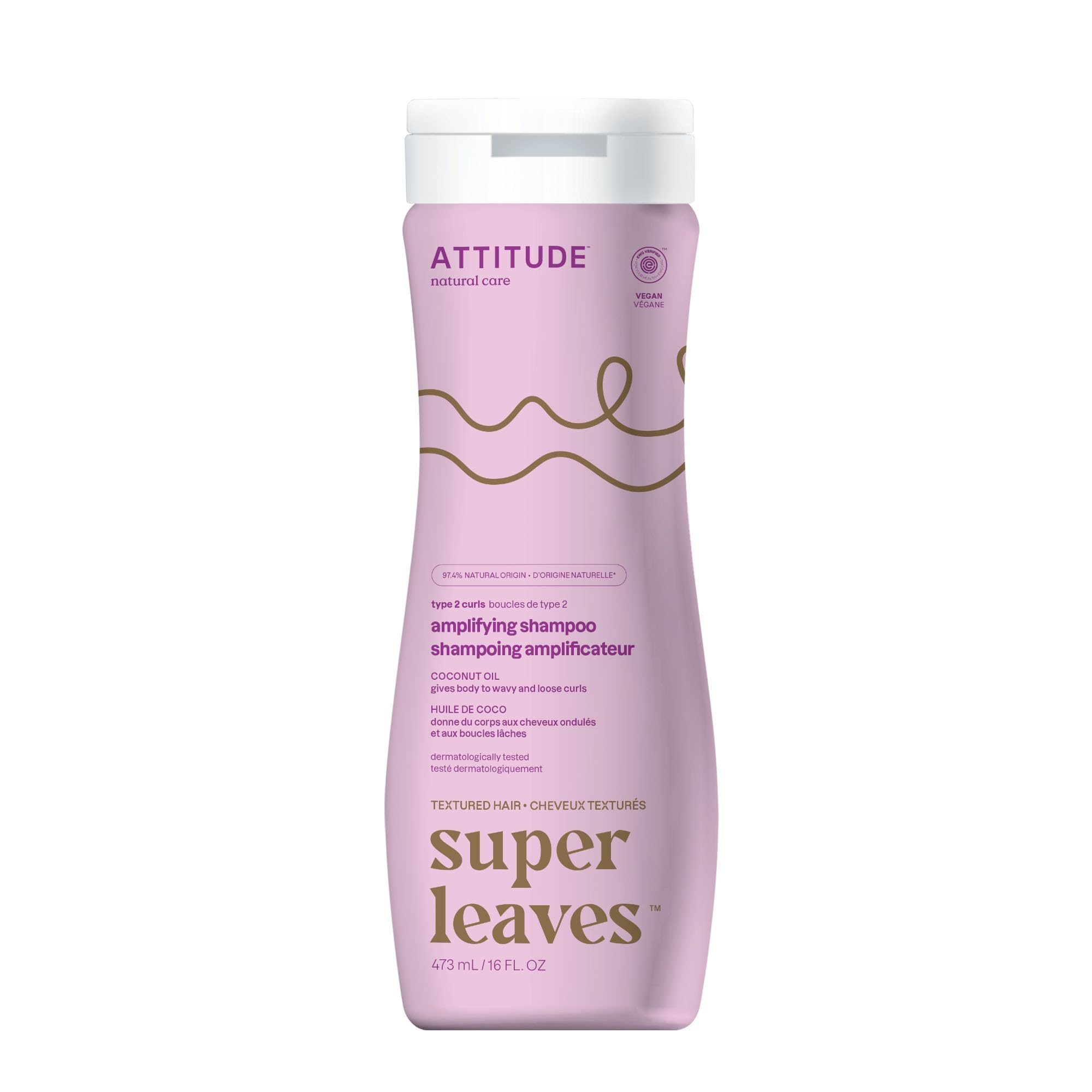 ATTITUDE Shampoo Amplificante para rizos, botella visible, aporta volumen y definición.