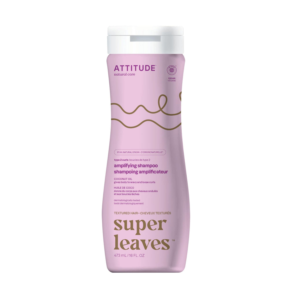 ATTITUDE Shampoo Amplificante para rizos, botella visible, aporta volumen y definición.