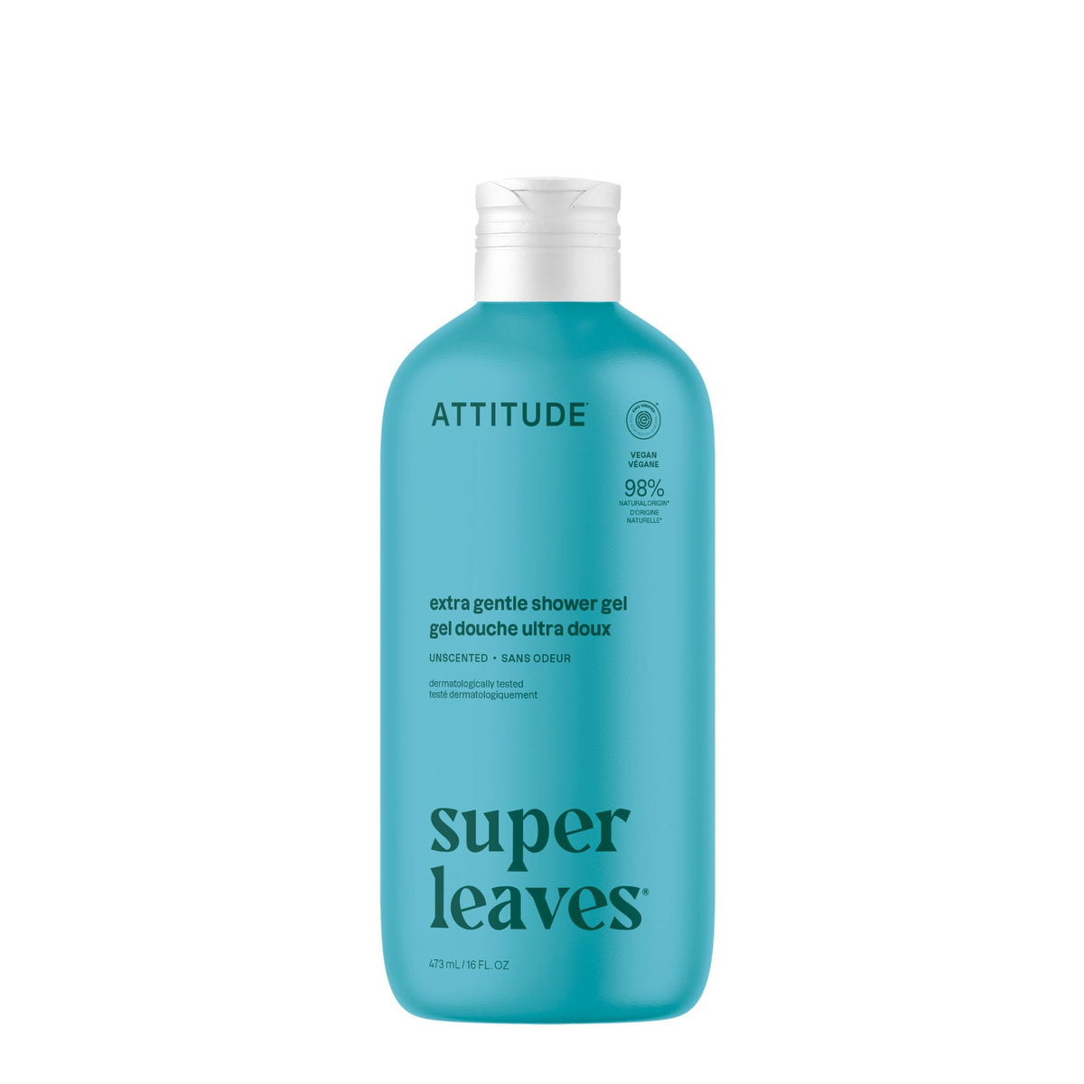 ATTITUDE Body Wash: botella clara sugiere limpieza suave para piel sensible.