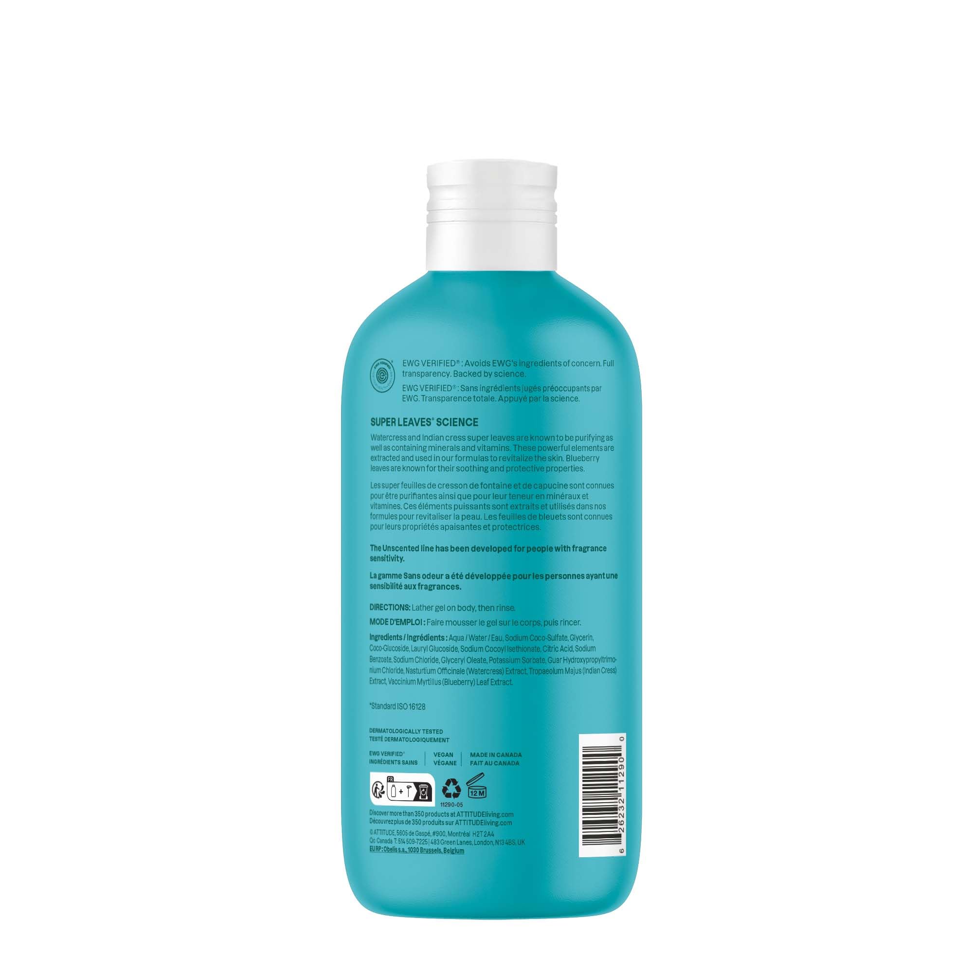 ATTITUDE Body Wash: probado dermatologicamente para cuidado diario suave.