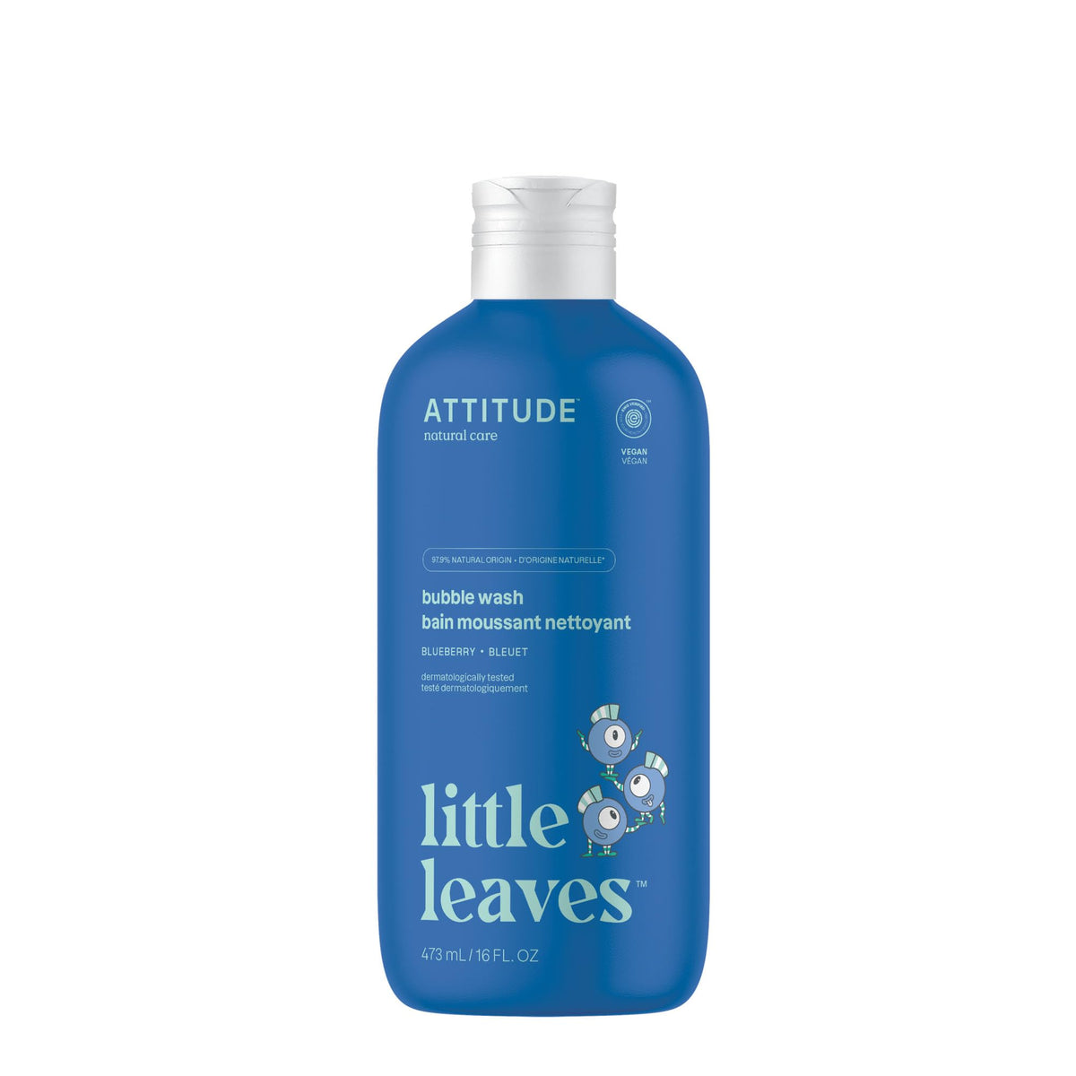 ATTITUDE Bubble Wash para Niños, botella azul, cuidado suave para piel delicada