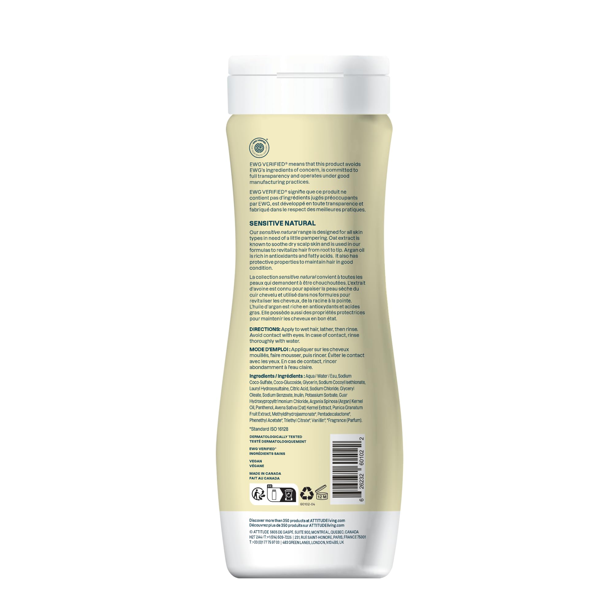 ATTITUDE Champú aroma crema de vainilla: fragancia suave para tu ritual diario.