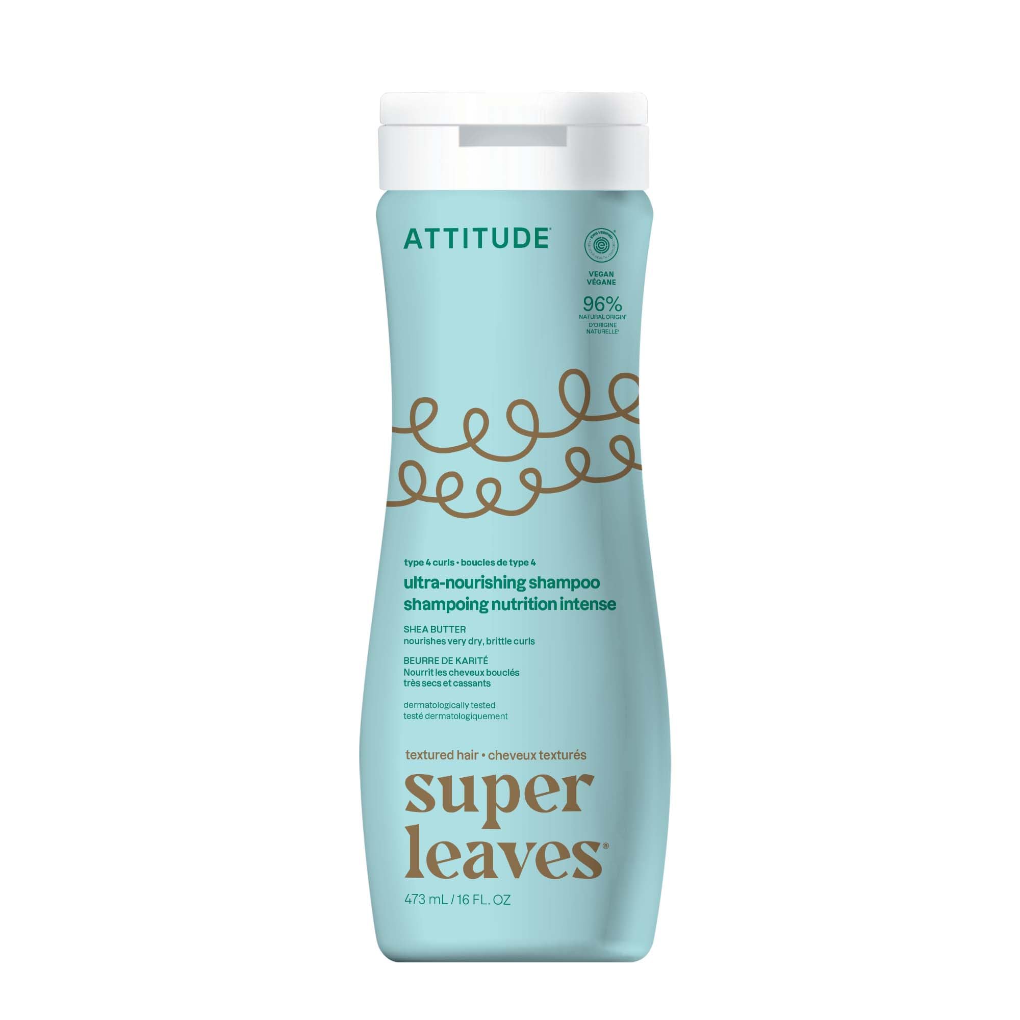 ATTITUDE champú ultra nutritivo para rizos, botella en estante, lavado suave
