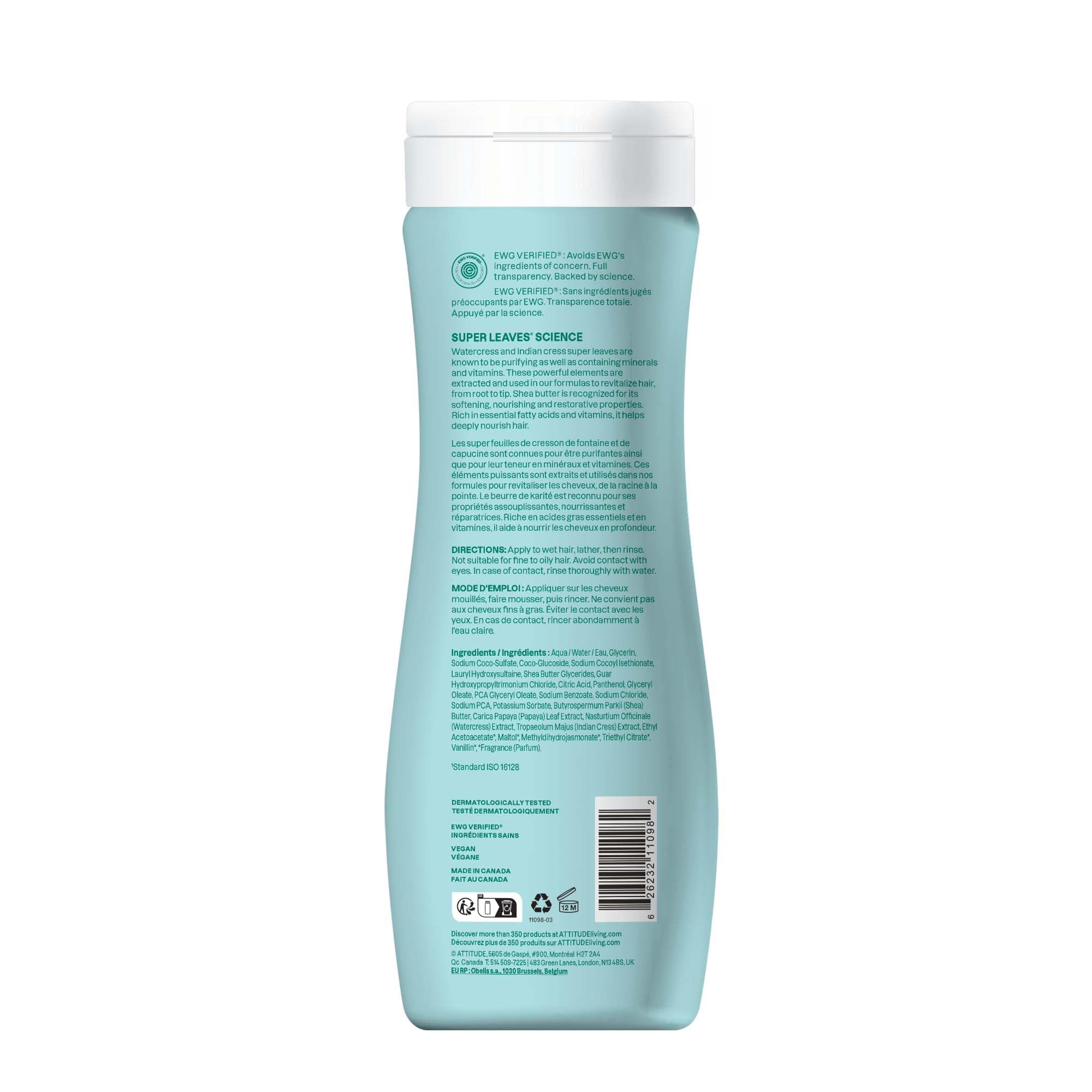 ATTITUDE champú ultra nutritivo, uso diario suave para rizos tras la ducha