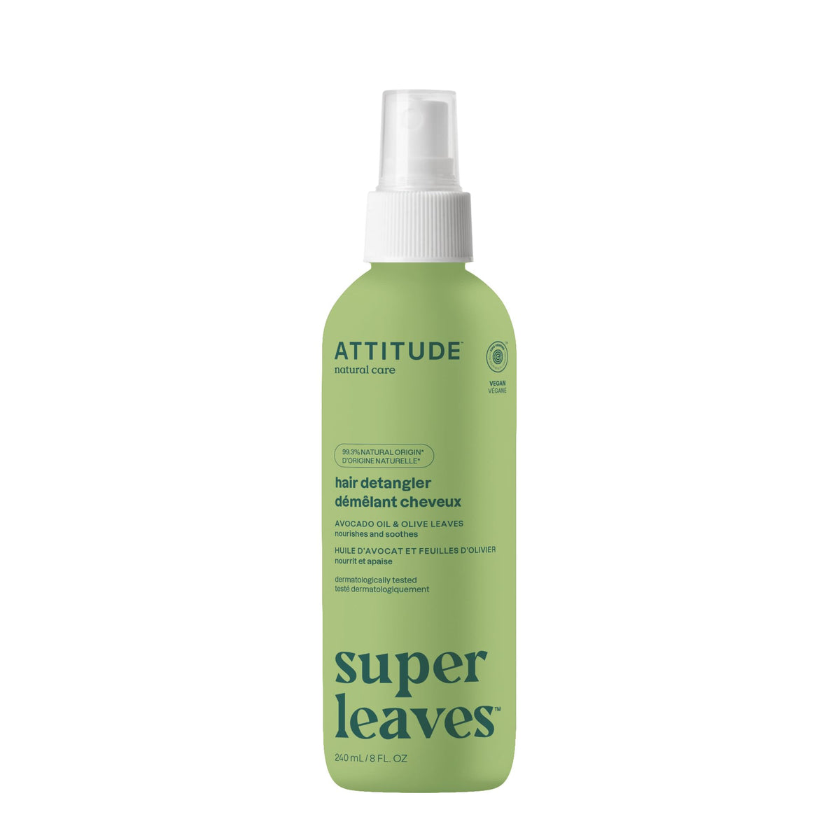 ATTITUDE Desenredante spray botella: cuidado suave para cabello.