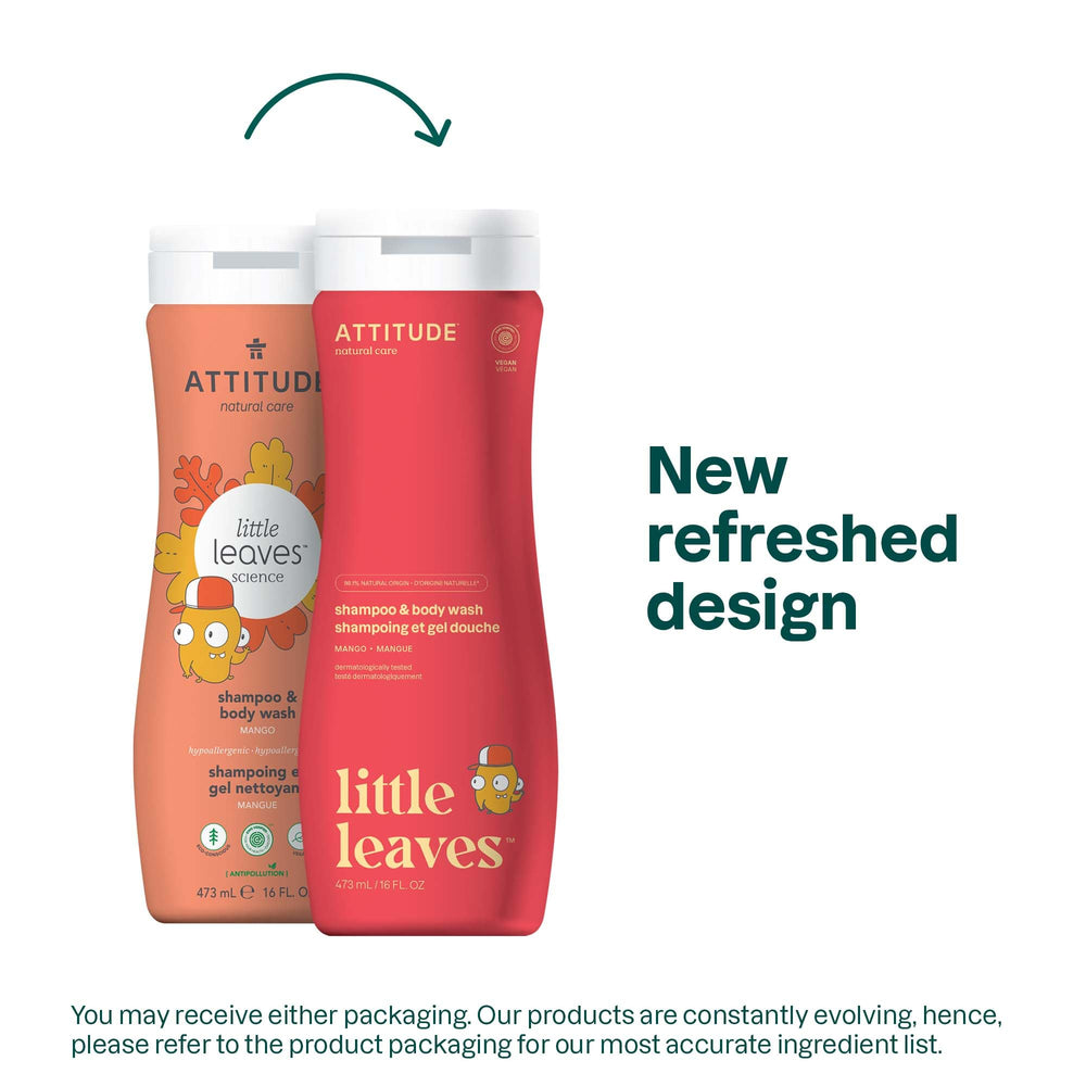 Espuma suave de ATTITUDE Little Leaves Mango facilita lavado agradable para niños.