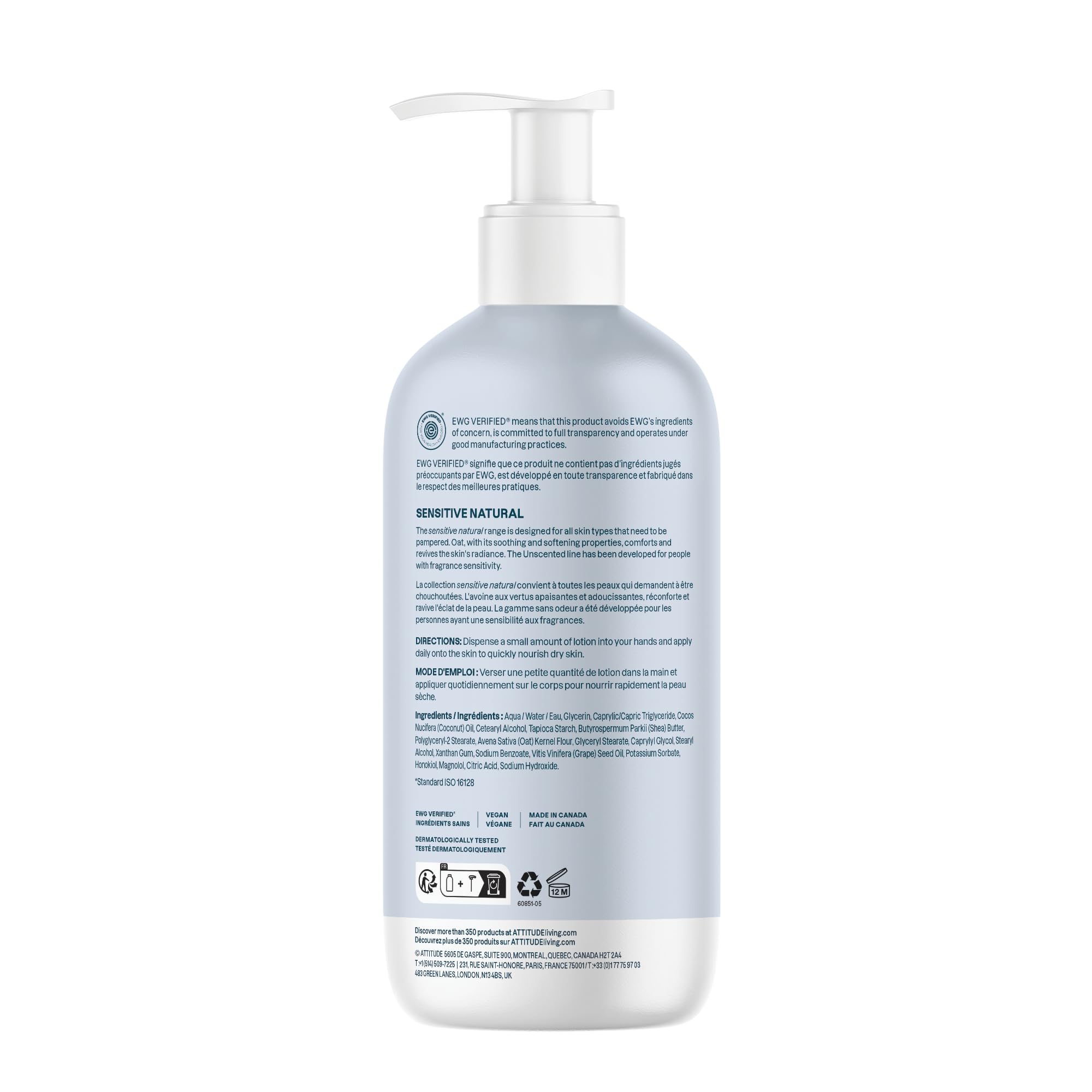 ATTITUDE loción corporal probada dermatológicamente para piel sensible
