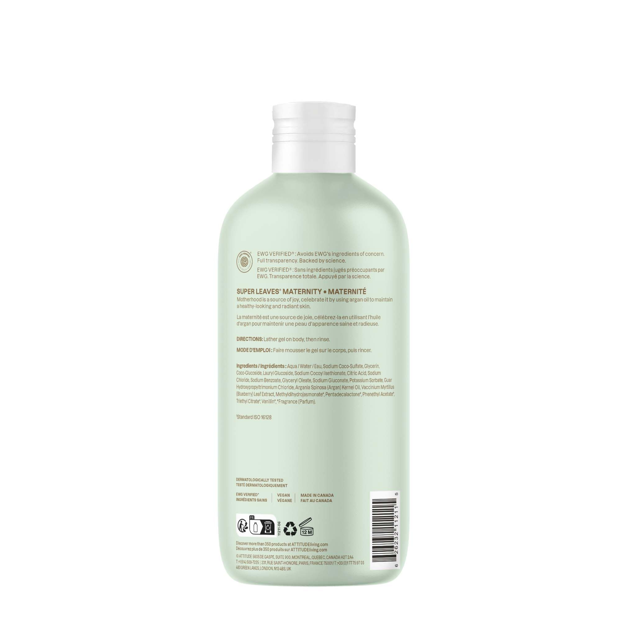 ATTITUDE gel ducha embarazo, rutina diaria de cuidado prenatal.