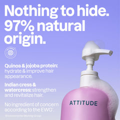 Shampoing Attitude certifié EWG, formulation naturelle et sûre.