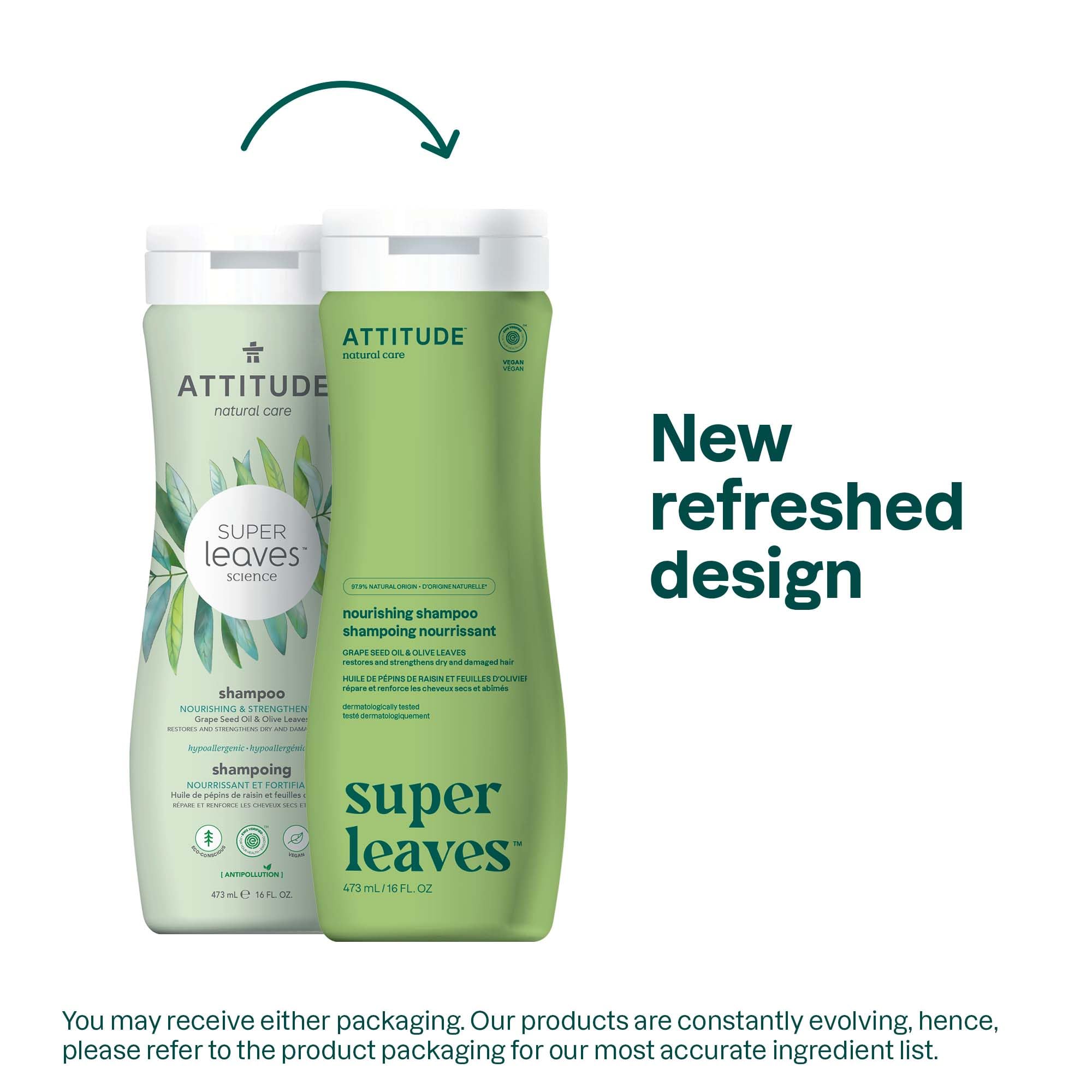 ATTITUDE Shampoo Nutritivo: ingredientes-aceite-uva para brillo.