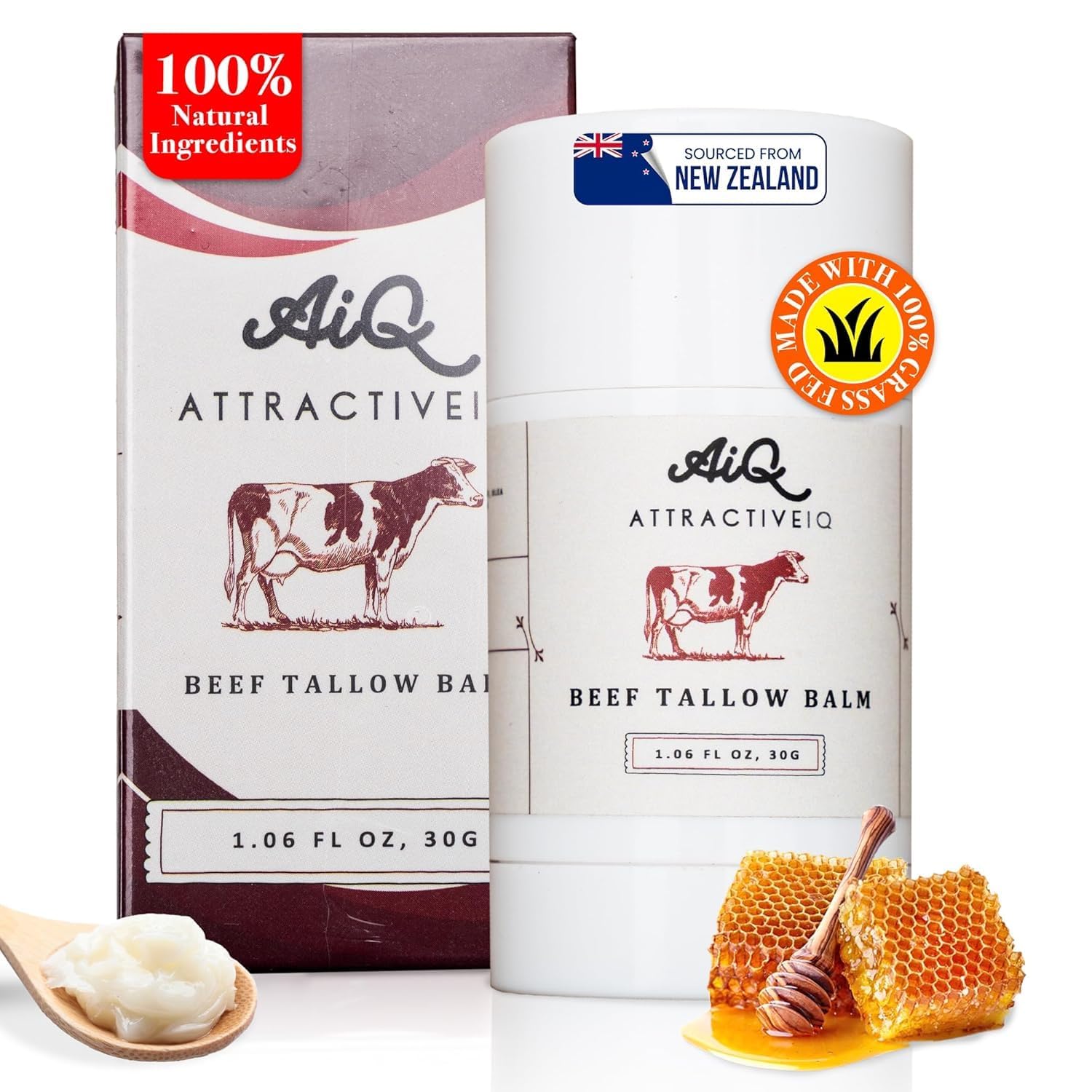 AttractiveIQ manteca de res alimentada con pastura, piel suave y nutrida.
