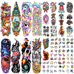 Tatuajes temporales de atydkug: cohete y coche para brazos, diversión duradera en fiestas.