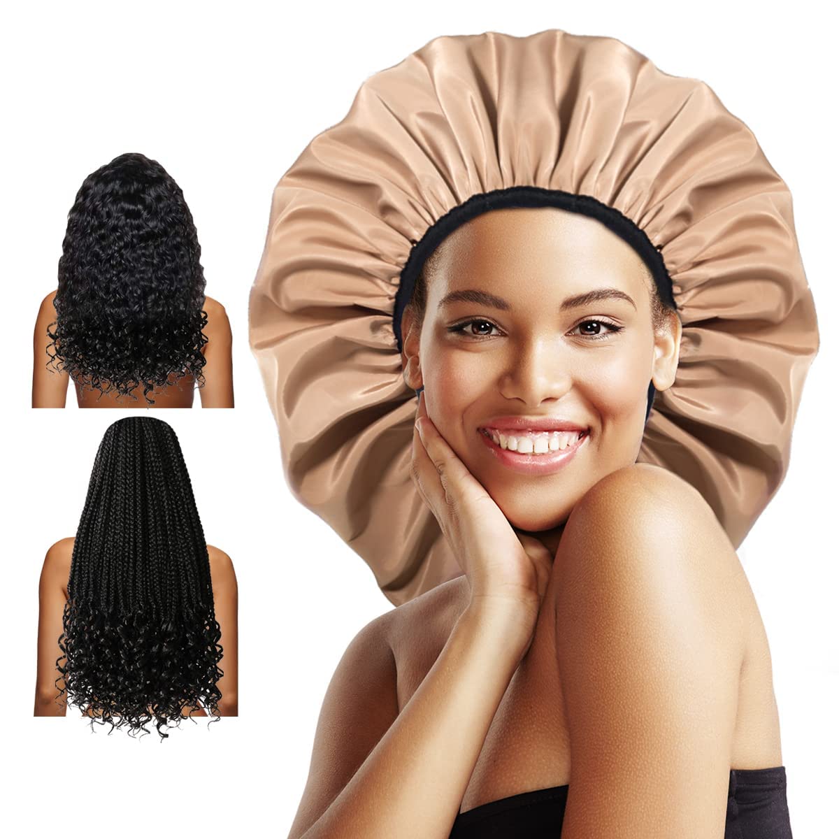 Gorro Auban extralargo para trenzas protege el peinado durante la ducha.