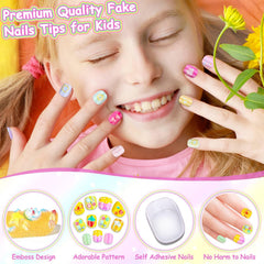 Audab uñas mini autoadhesivas con arcoíris, colores brillantes para jugar