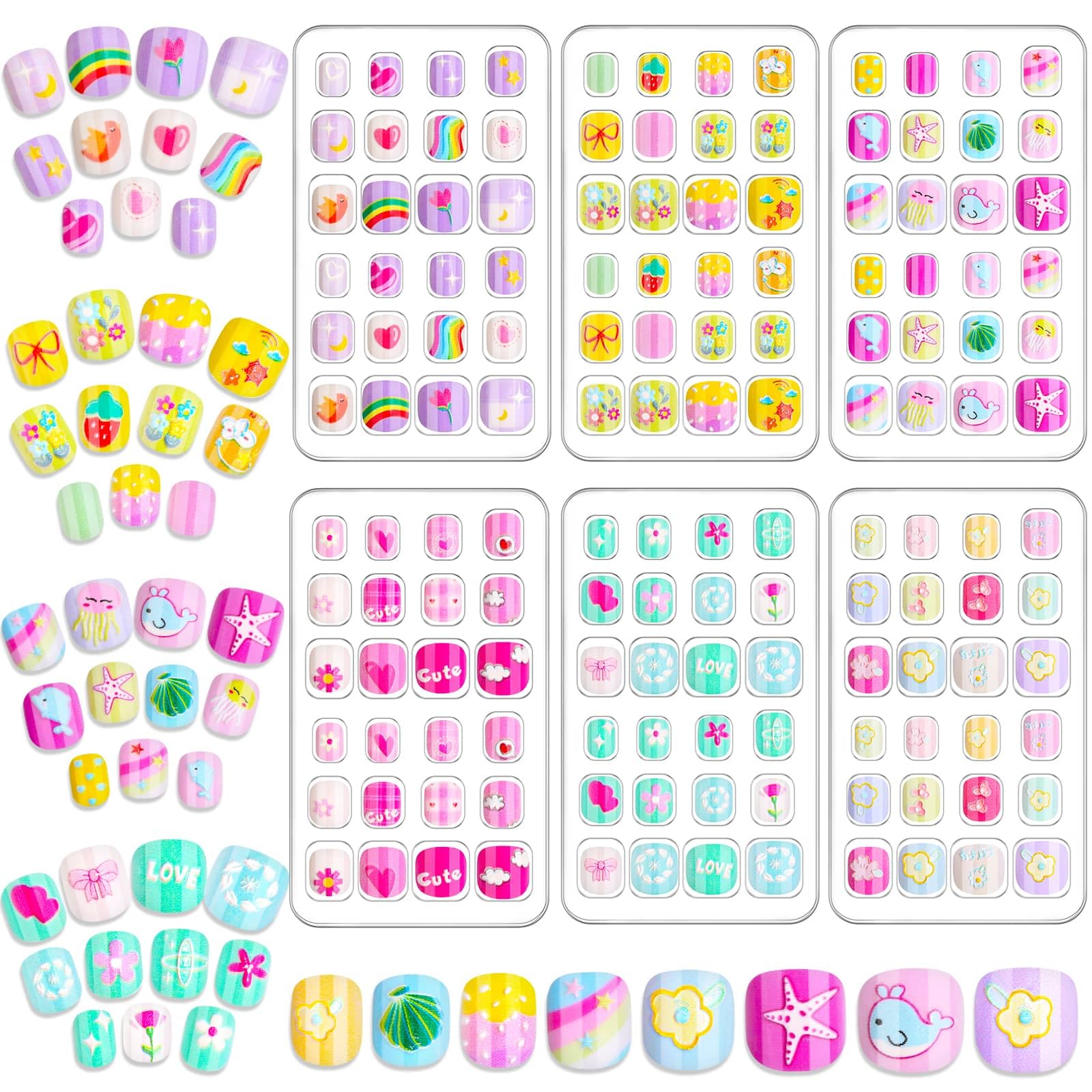 Audab uñas mini autoadhesivas con corazones, ideal para fiestas