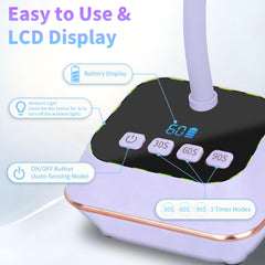 Auduto lámpara UV portátil con pantalla de cristal líquido para controlar tiempo.
