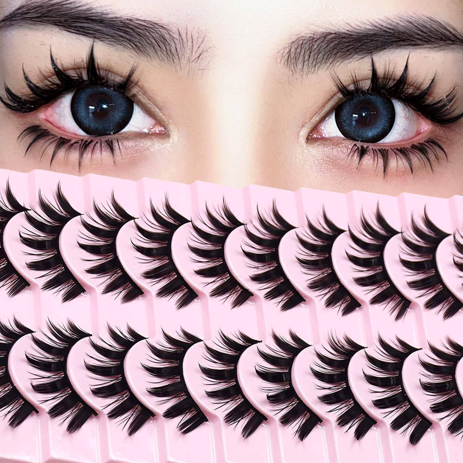 Augenli Pestañas Manga Espiga 10 pares para un look audaz y definido.