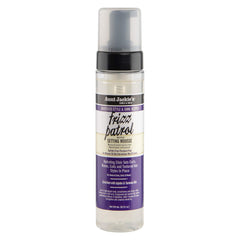 Aunt Jackie's Frizz Patrol Mousse en bote para fijación ligera y brillo.